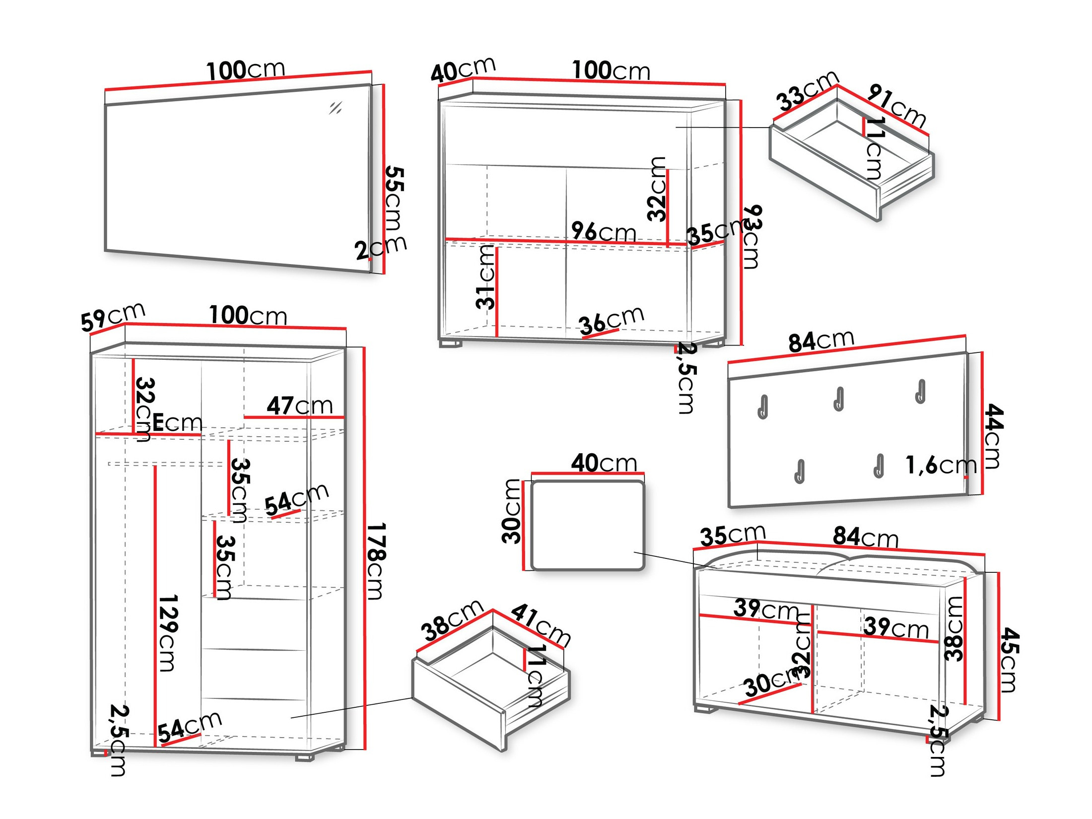 Priekšnama komplekts Comfivo Tutela V (Balts)