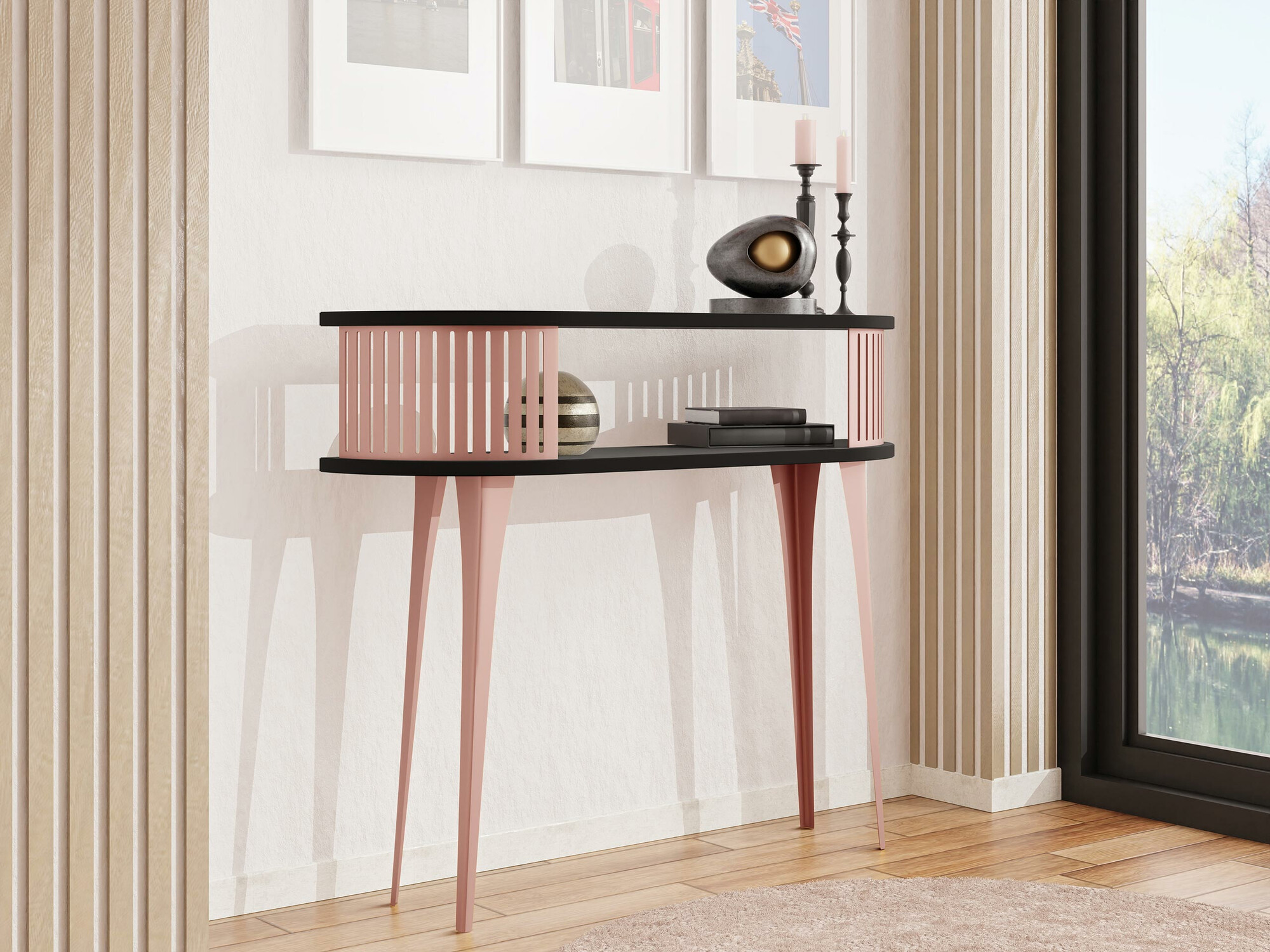 Konsole Sordore 113 (Tumši rozā + Melns)