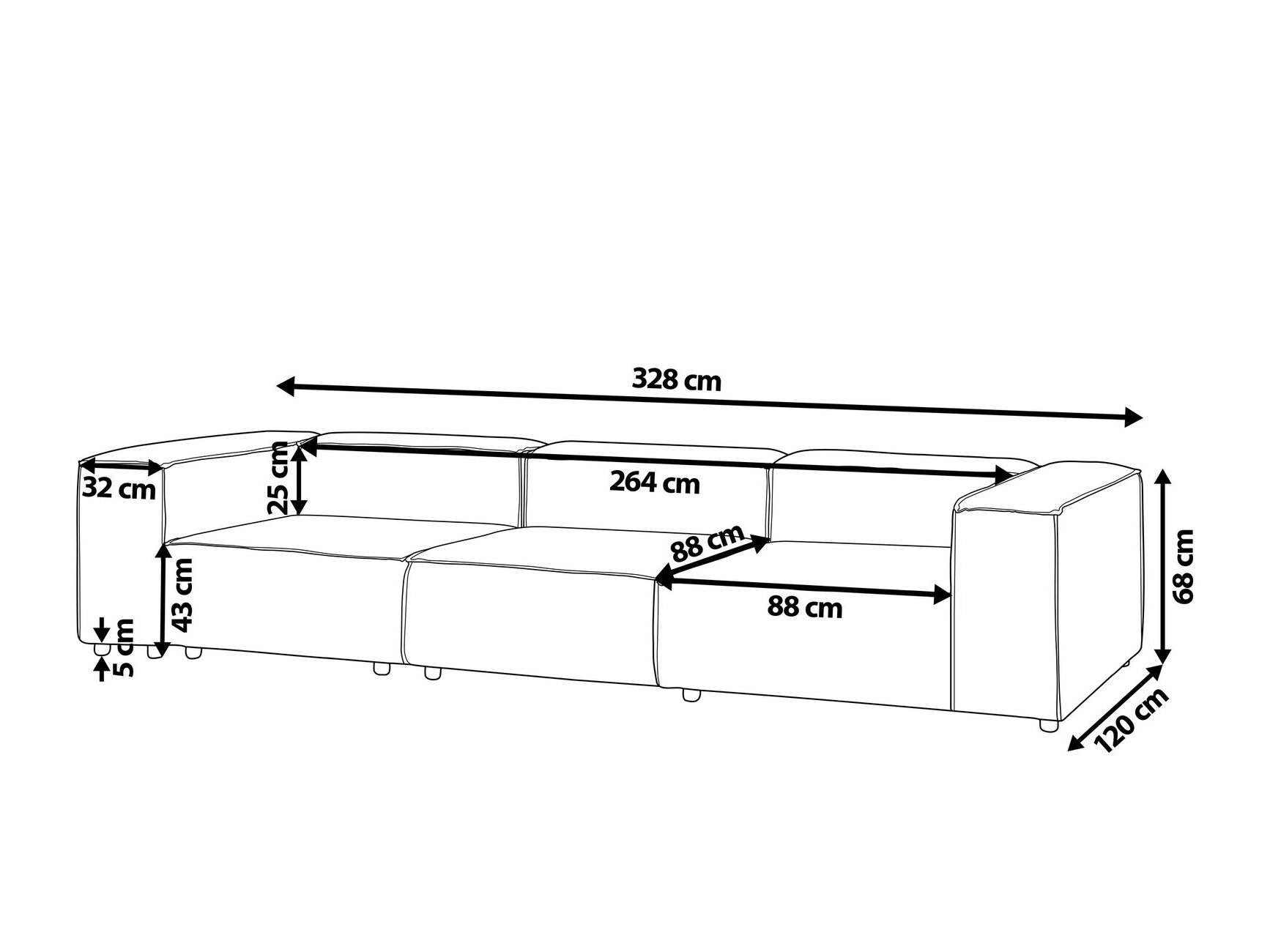 Moduļu dīvāns Serophi 104 (Pelēks)