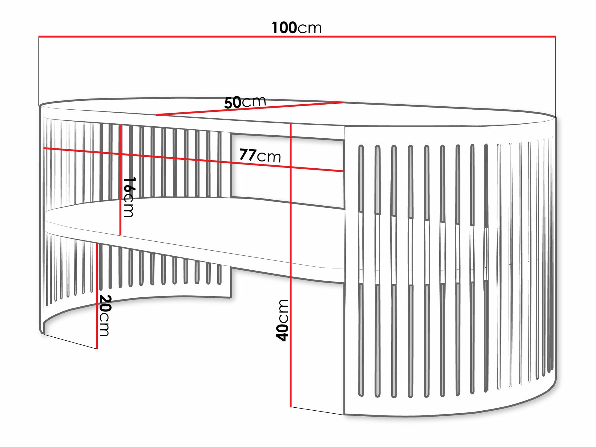 Žurnālu galdiņš Evanola 103 (Melns + Balts)