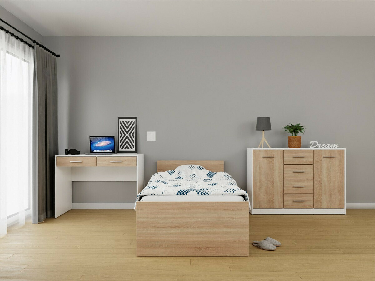 Guļamistabas komplekts Novsore 149 (Balts + Sonomas ozols)