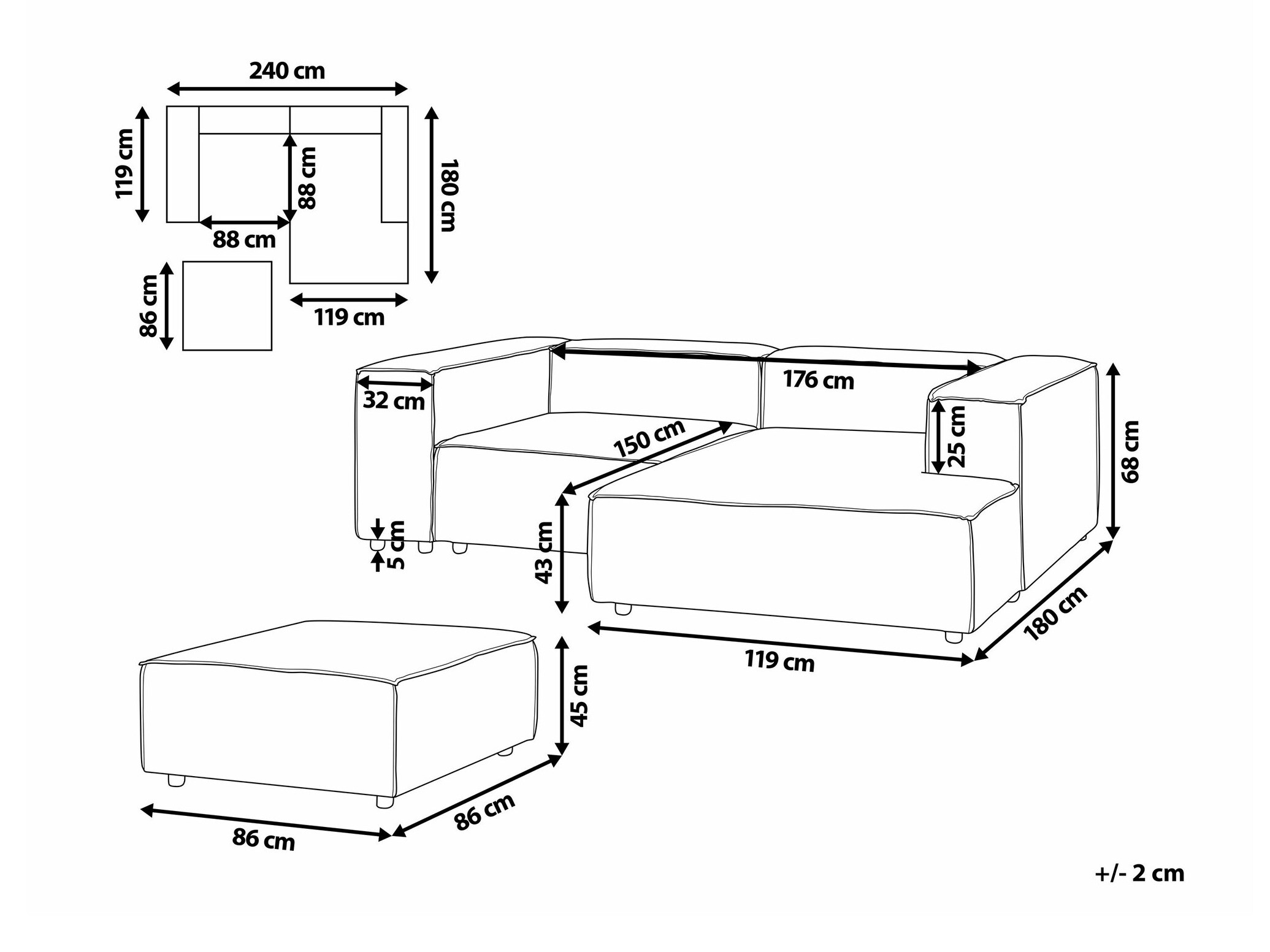 Mīksto mēbeļu komplekts Serophi 105 (Bēšs)