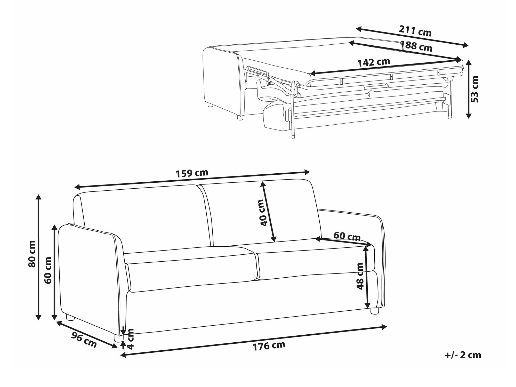 Dīvāns gulta Berwyn 2403 (Pelēks)