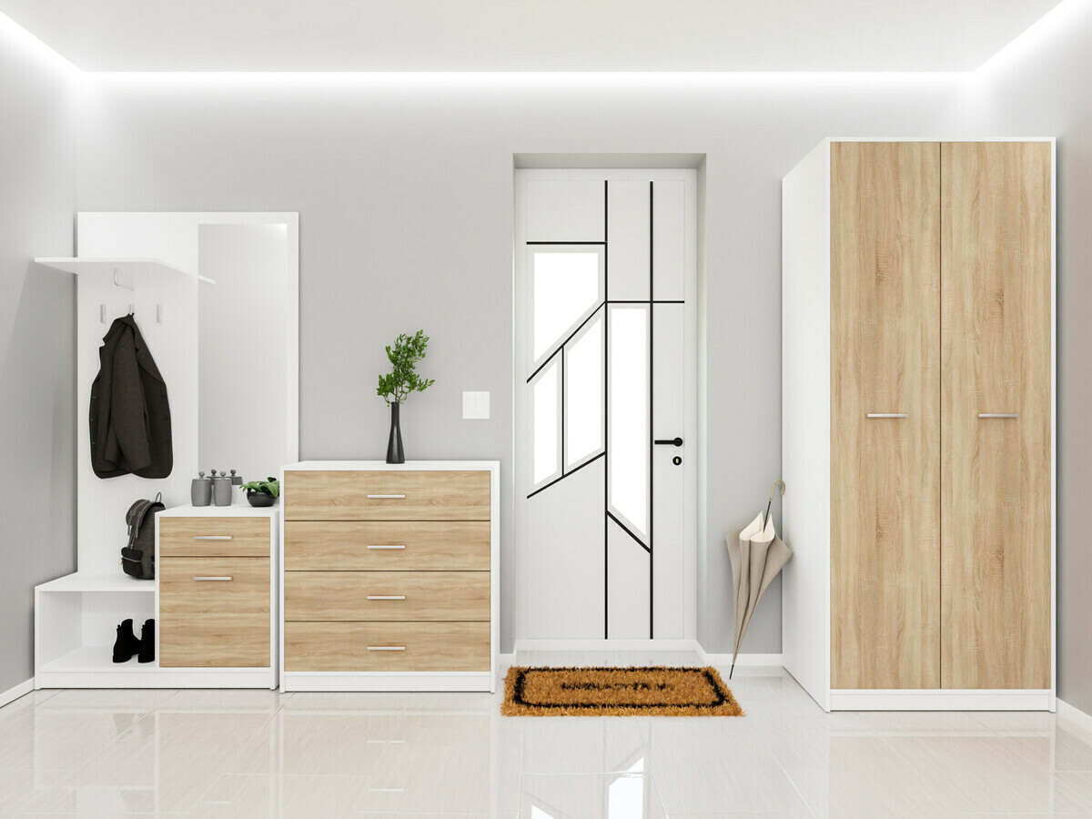 Priekšnama komplekts Novsore 154 (Balts + Sonomas ozols)