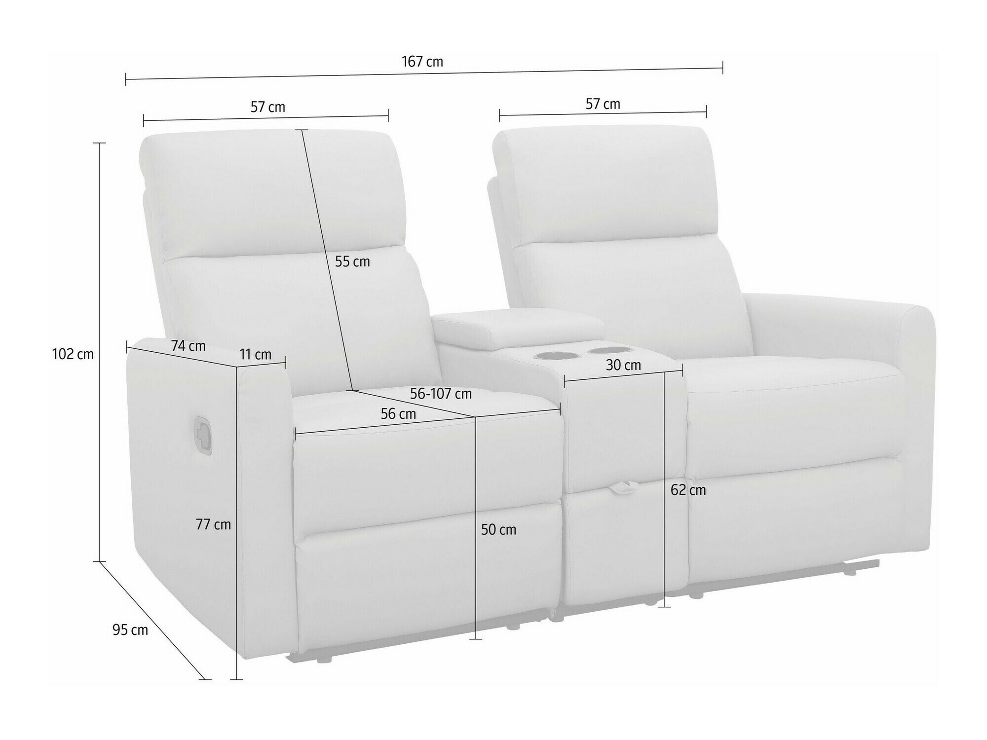 Dīvāns reglainer Denton 1398 (Gaiši pelēks)