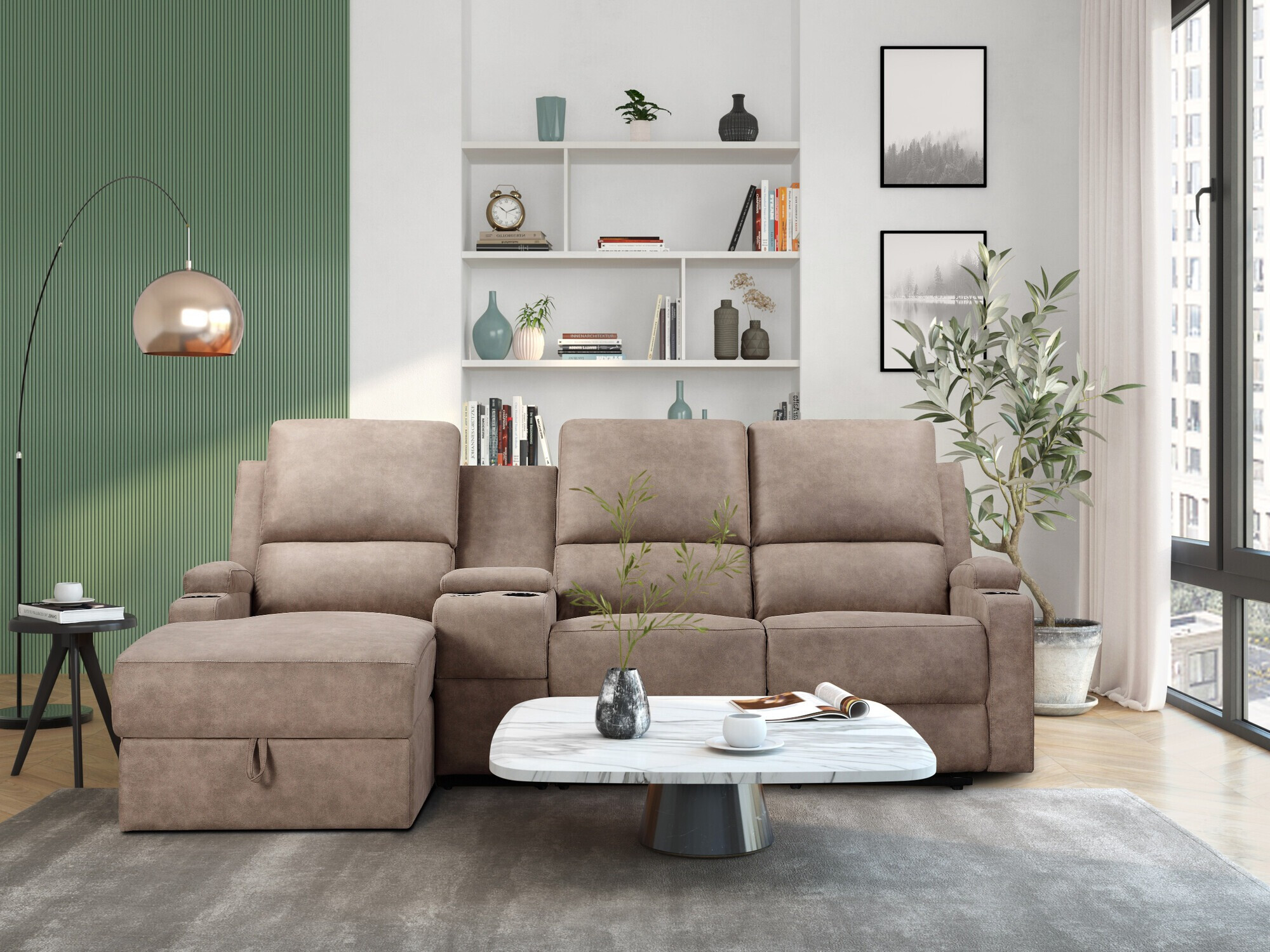 Stūra dīvāns reglaineris Denton 1368 (Taupe)