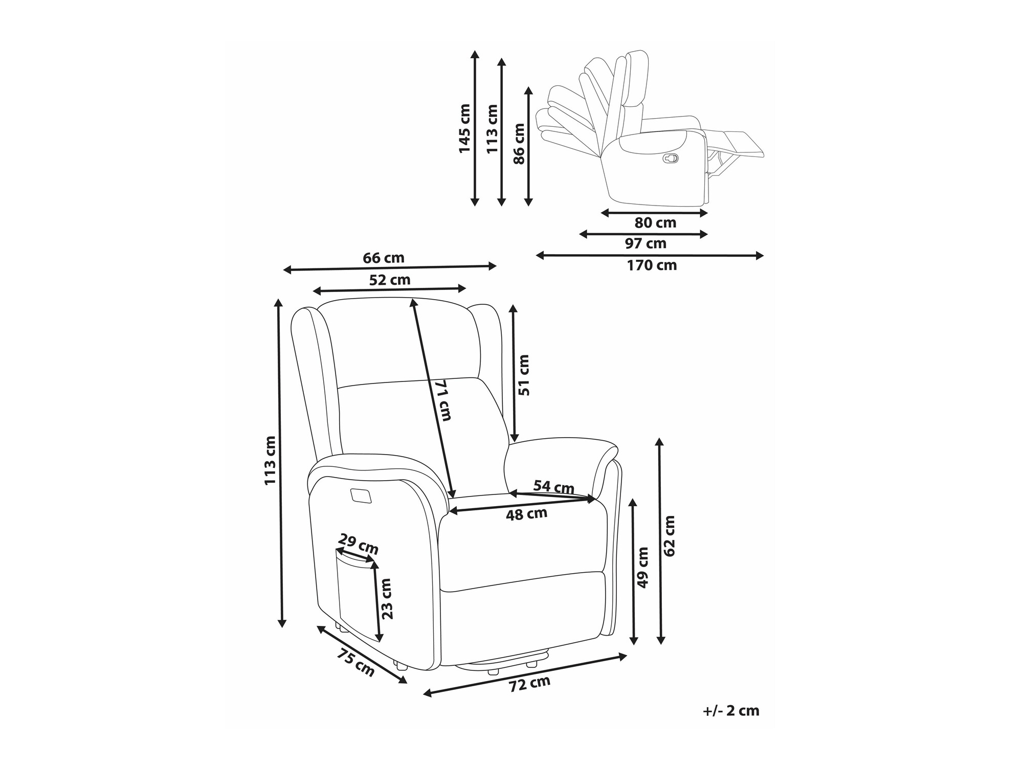Krēsls reglainer Berwyn 2420 (Krēms)