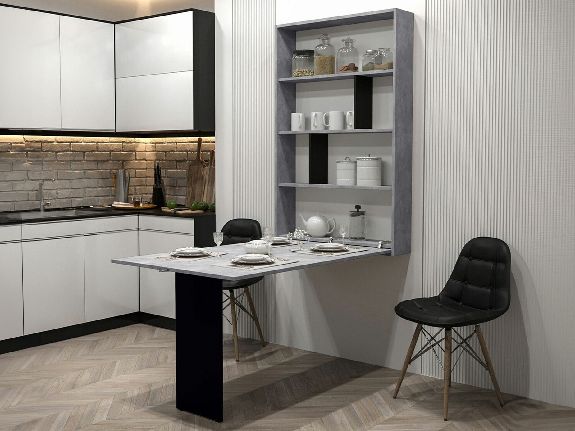 Salokāms galds Hartford 428 (Melns + Betons)