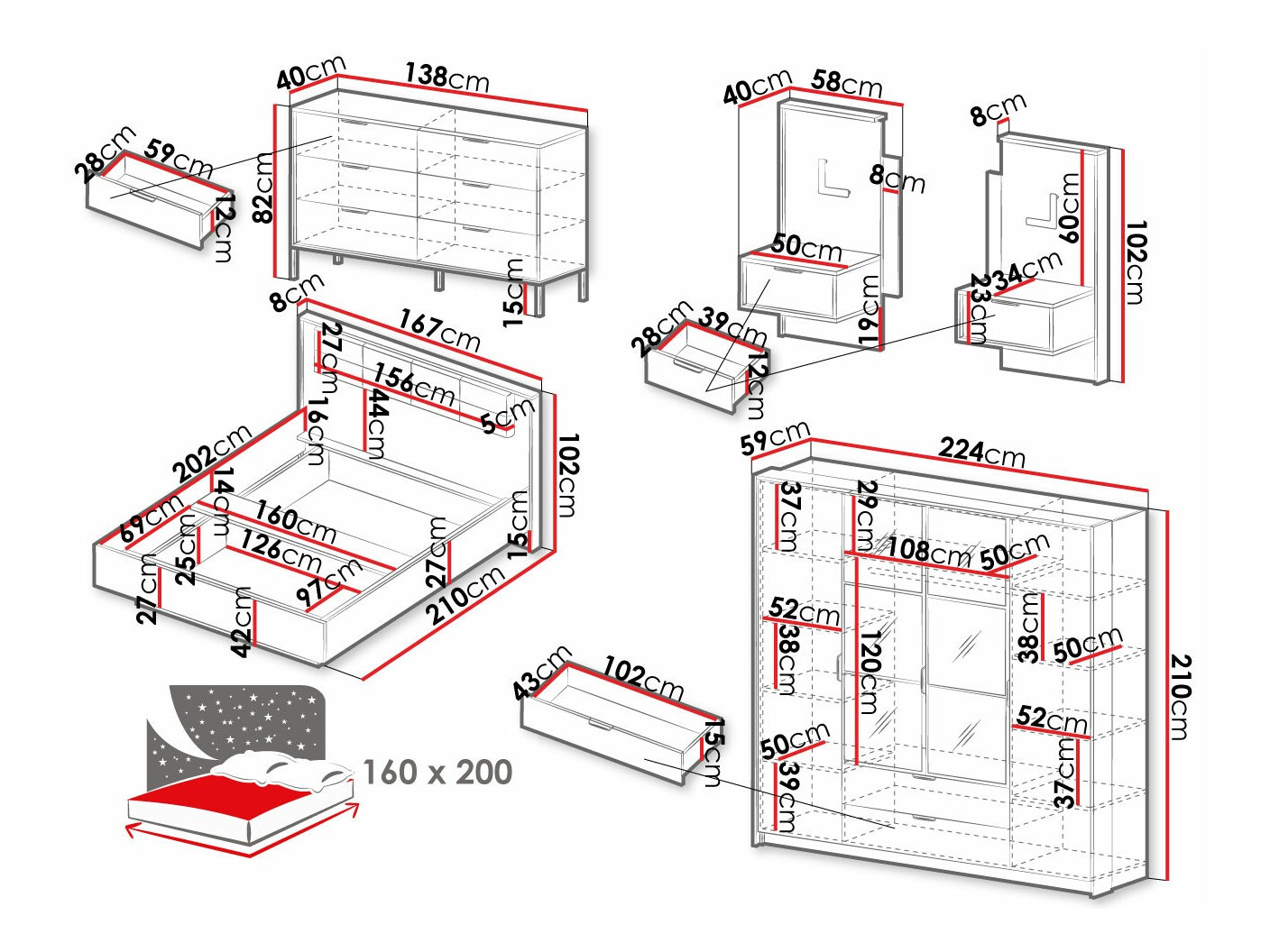 Guļamistabas komplekts Flodale 106