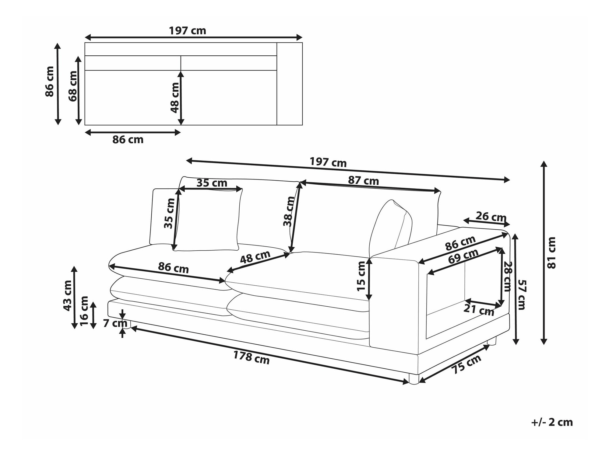 Dīvāns Berwyn 2430 (Pelēks)