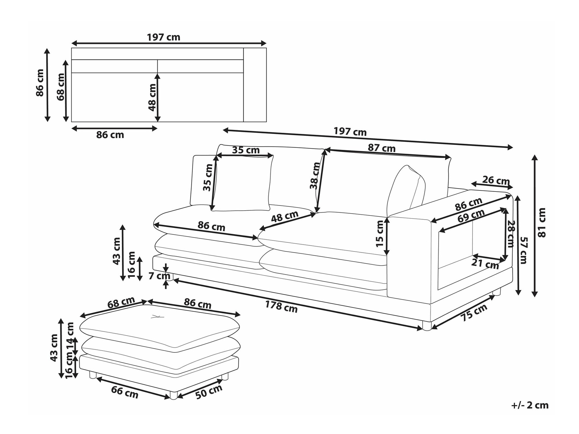 Комплект мягкой мебели Berwyn 2432 (Бежевый)