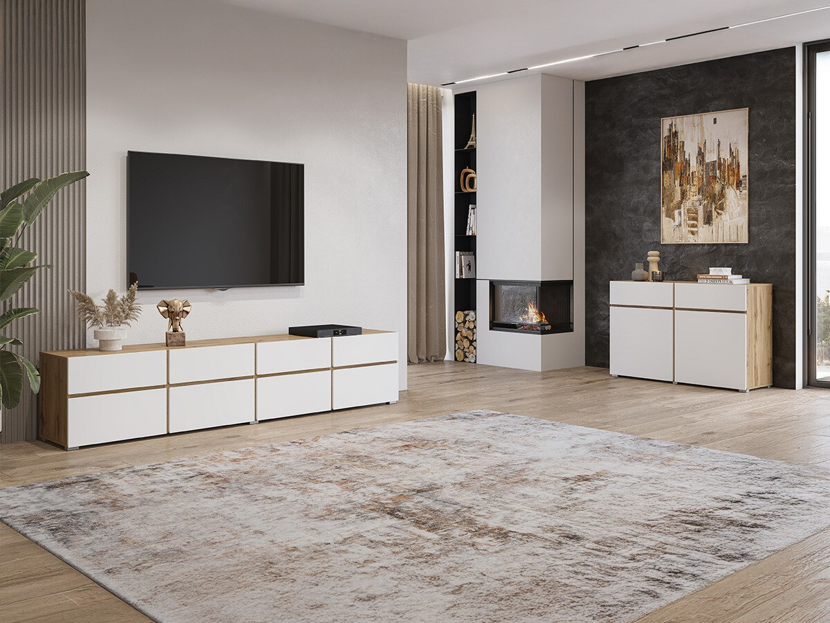 Набор для гостиной Alfere 107 (Дуб вотан + Белый)