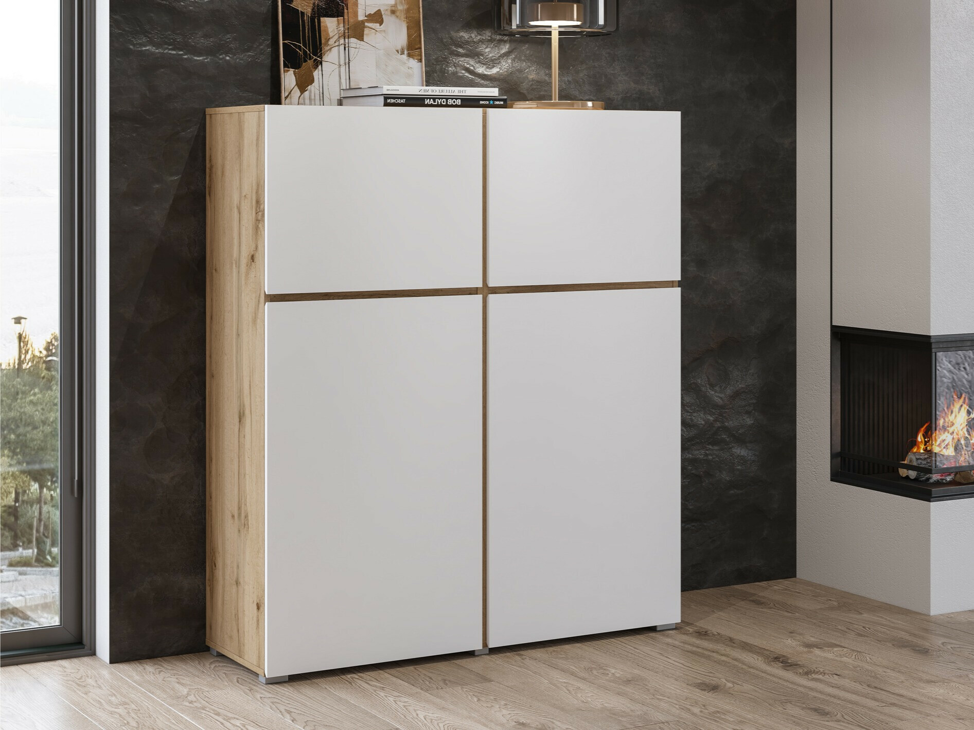 Шкафчик Alfere 105 (Дуб вотан + Белый)