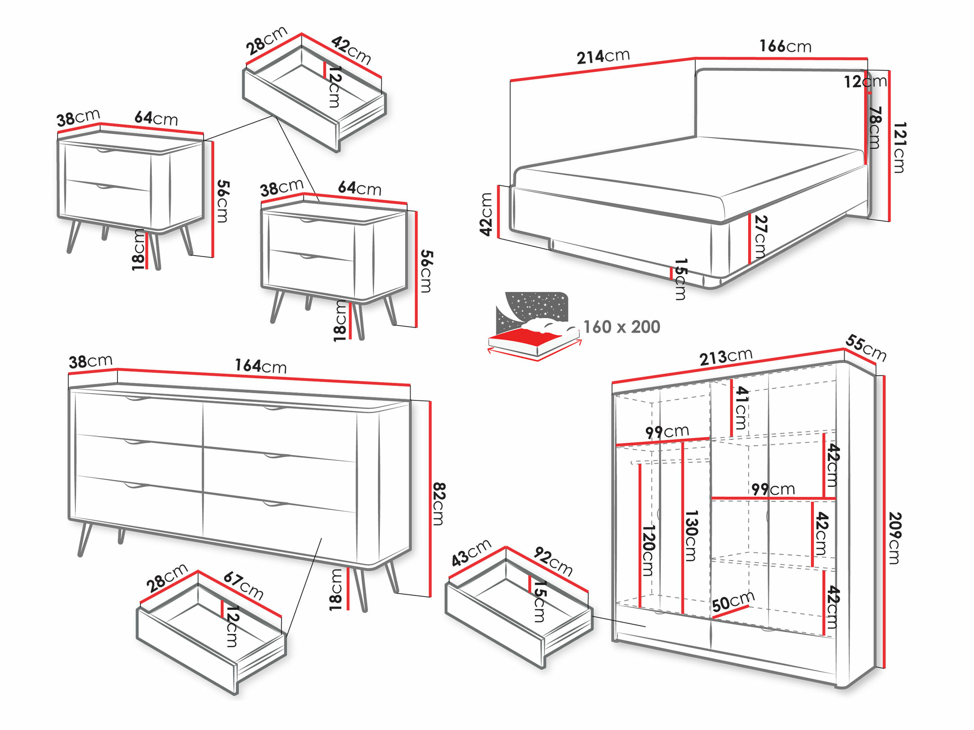 Guļamistabas komplekts Ioca