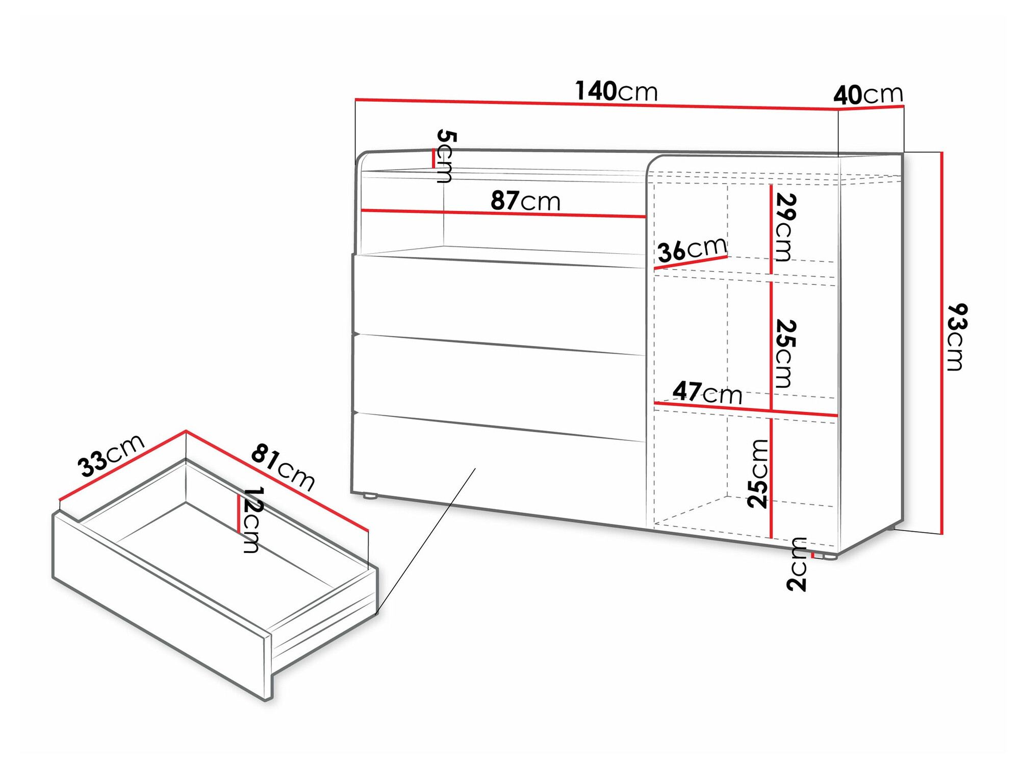 Kомод Domcali 107 (Бежевый + Дуб)