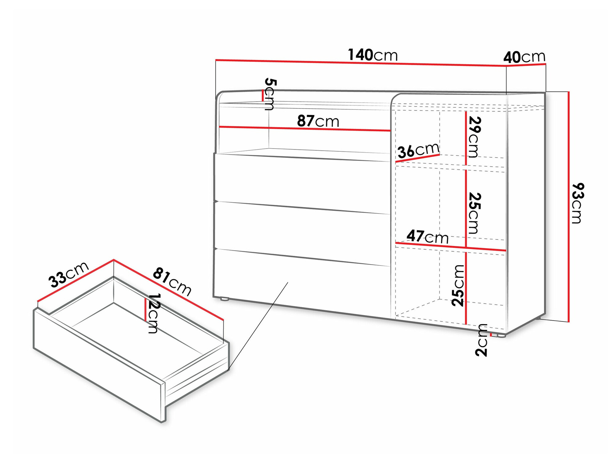 Kомод Domcali 107 (Coral + Дуб)