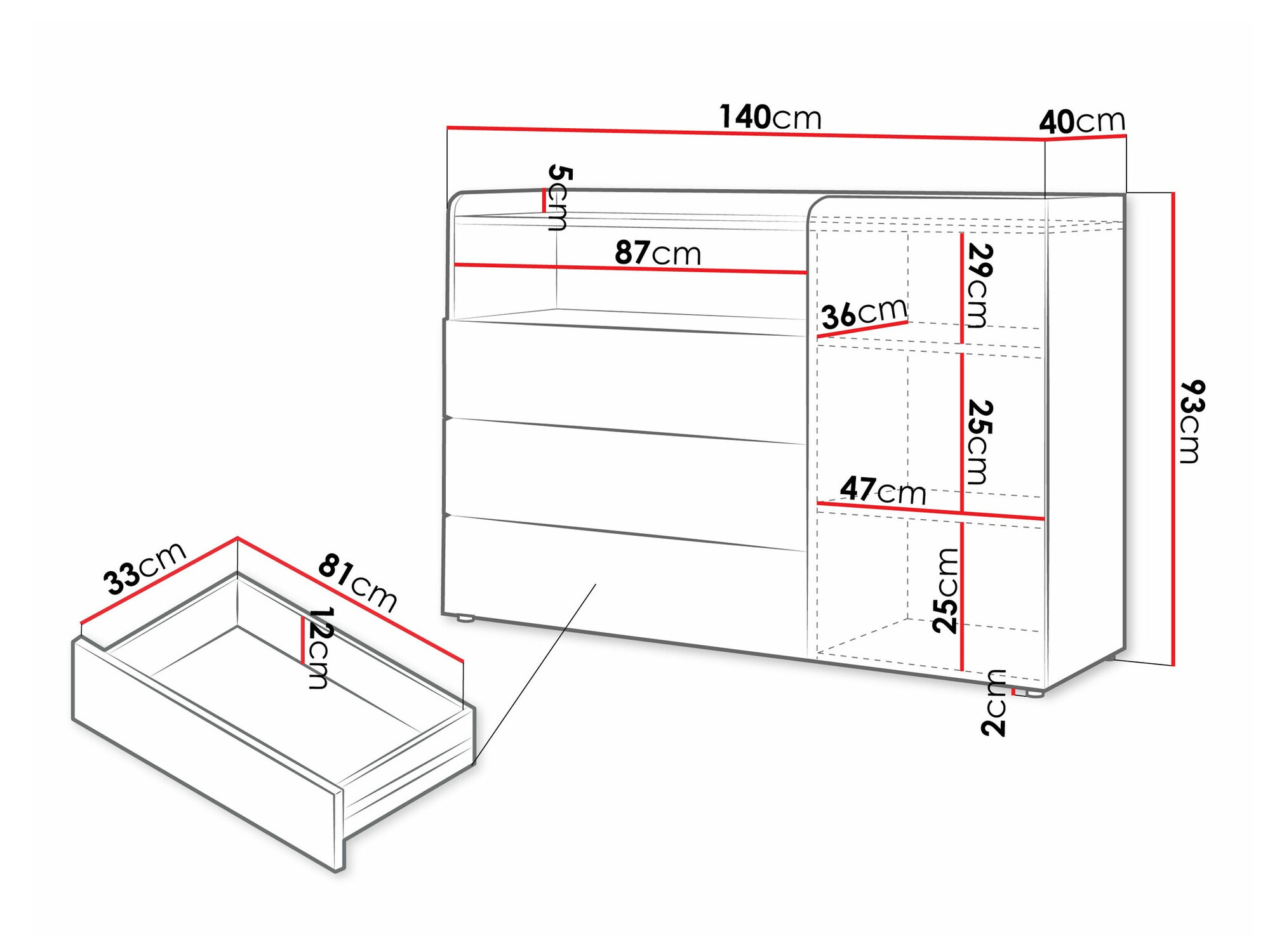 Kомод Domcali 107 (Серый + Дуб)