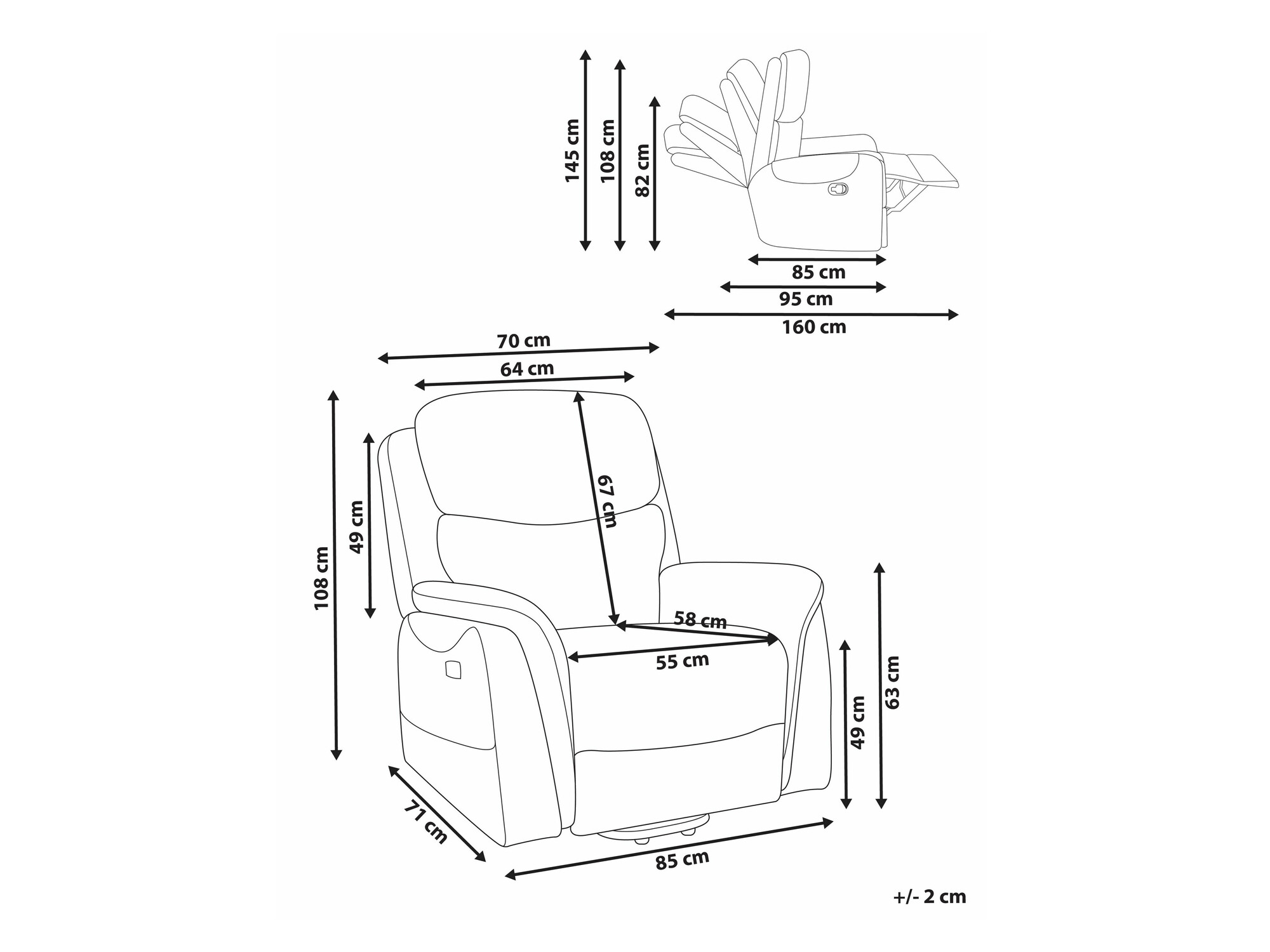 Krēsls reglainer Berwyn 2444 (Krēms)