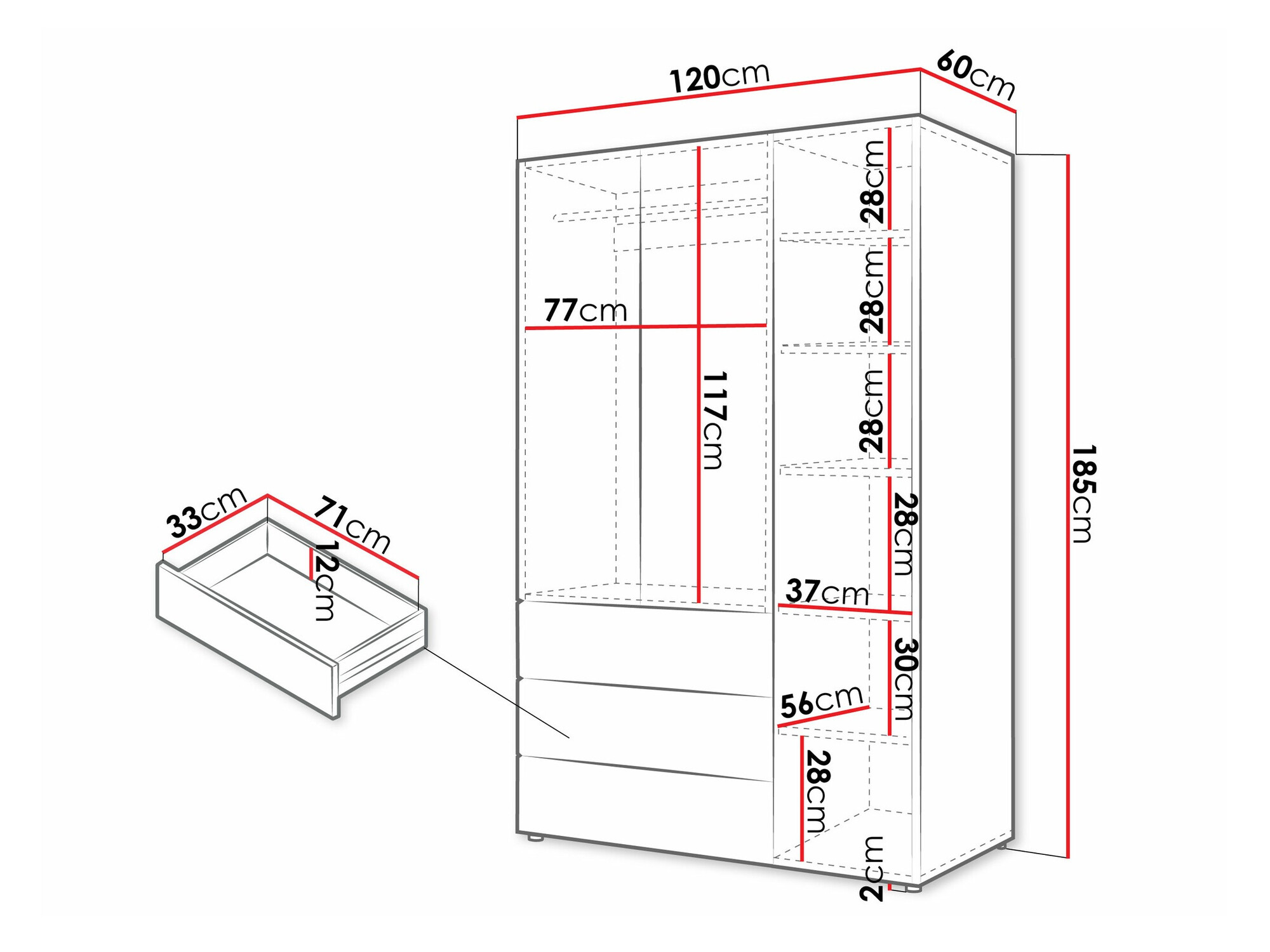 Skapis Domcali 100 (Coral + Ozols)