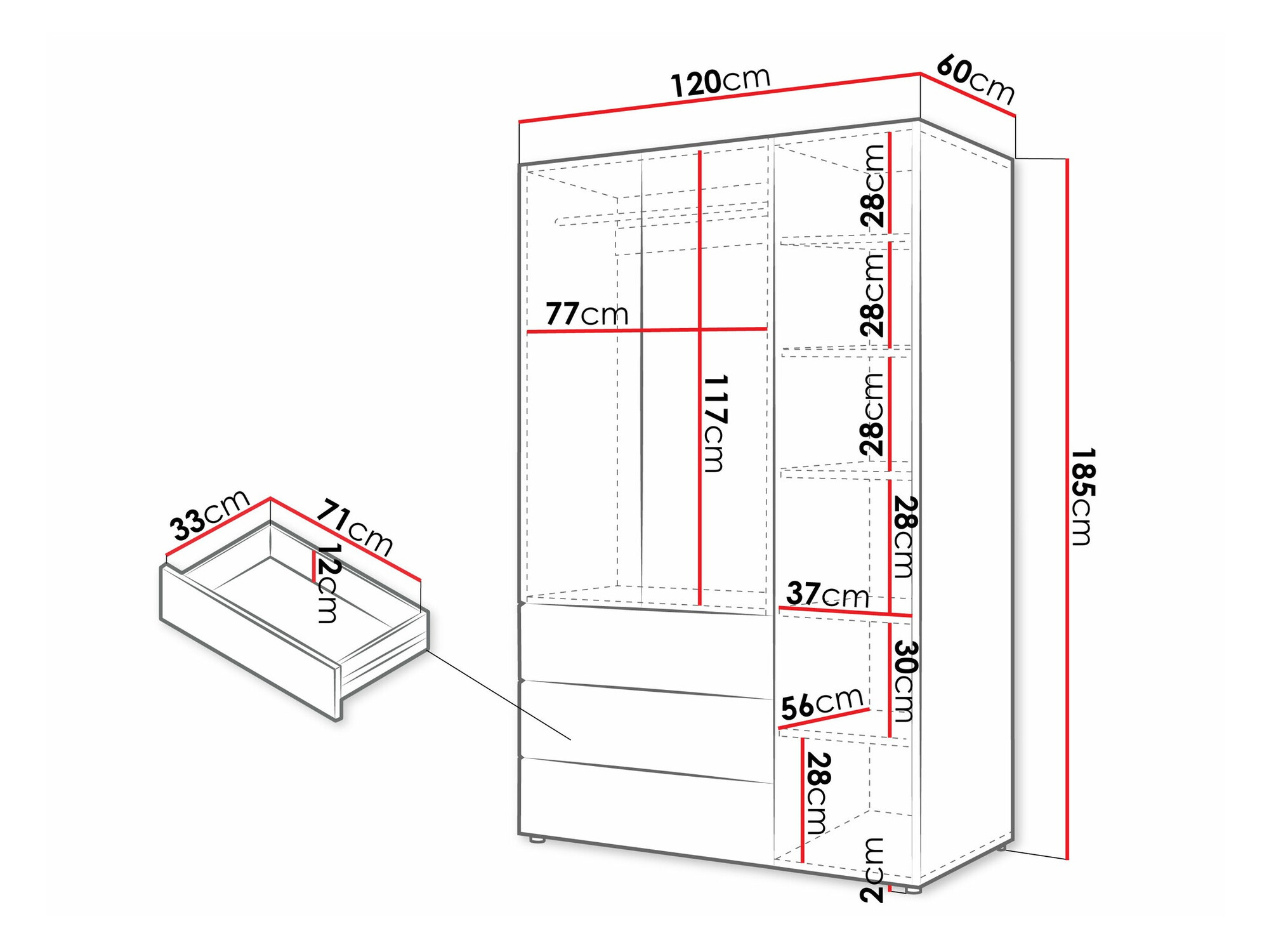 Skapis Domcali 100 (Pelēks + Ozols)