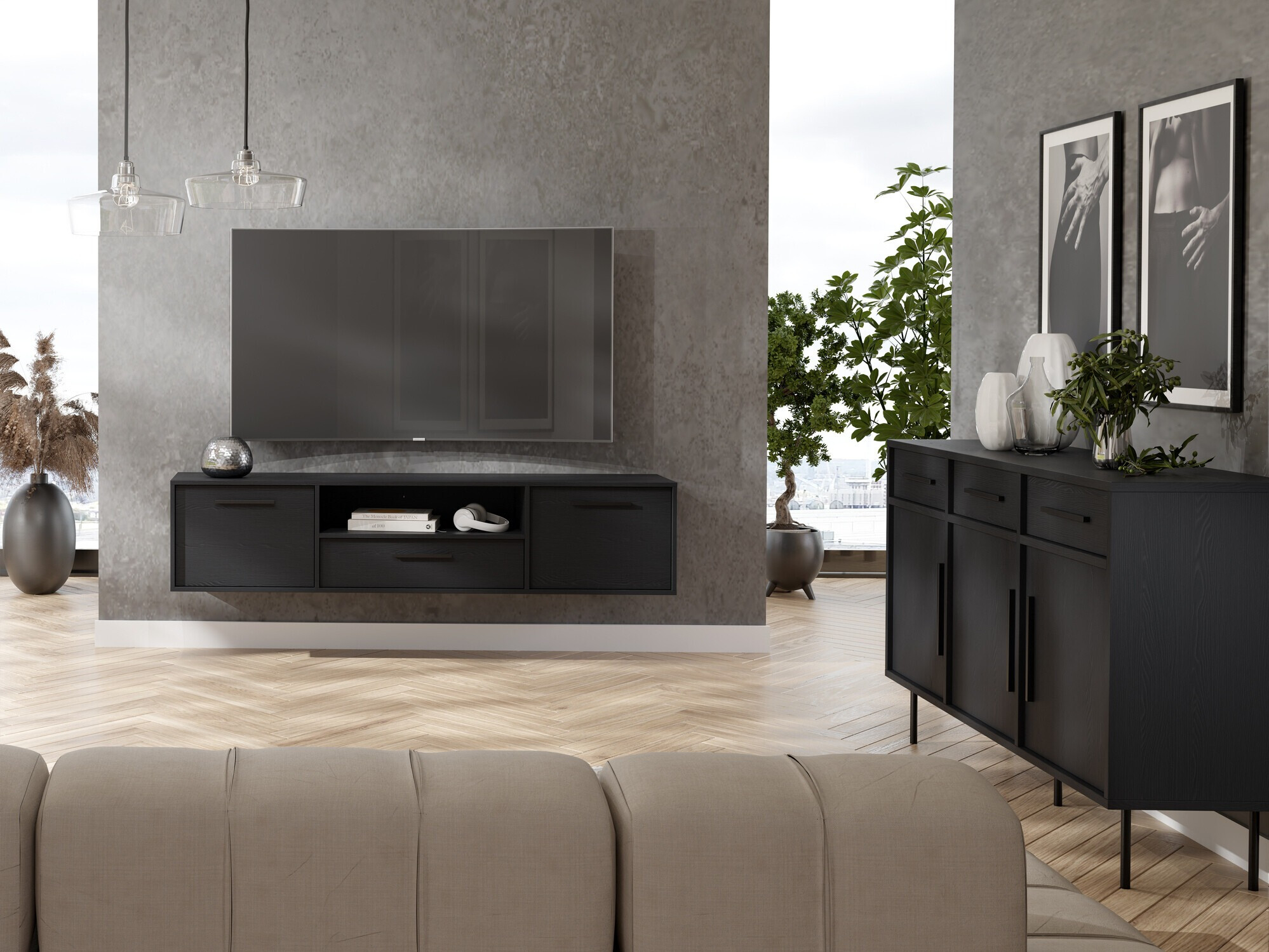 TV galds Mansfield 105 (Melns)