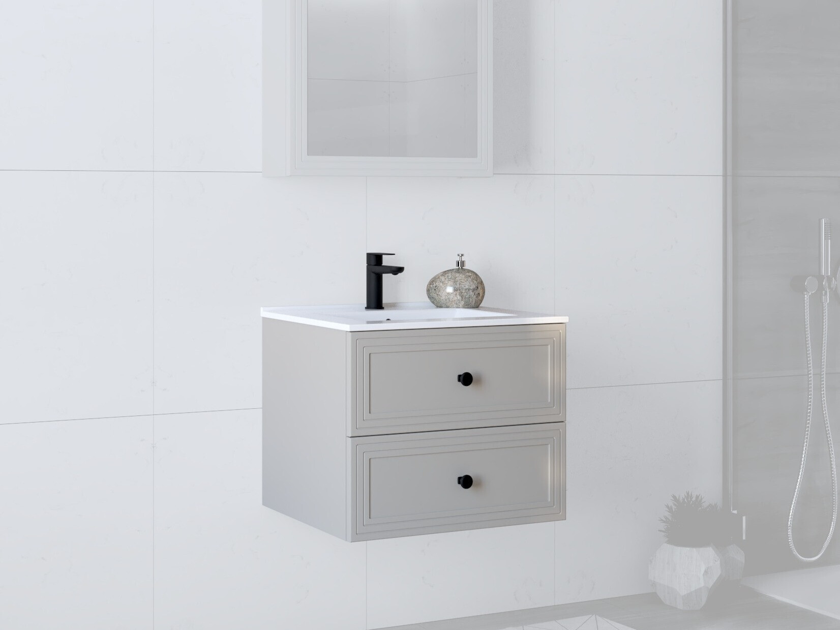 Подвесной шкаф для ванной комнаты под раковину Fiovele 103 (Кашемир)