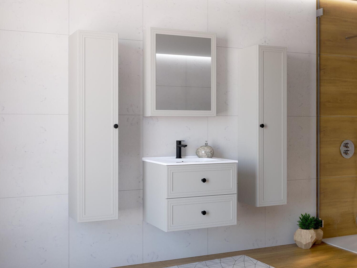 Подвесной шкаф для ванной комнаты под раковину Fiovele 103 (Кашемир)