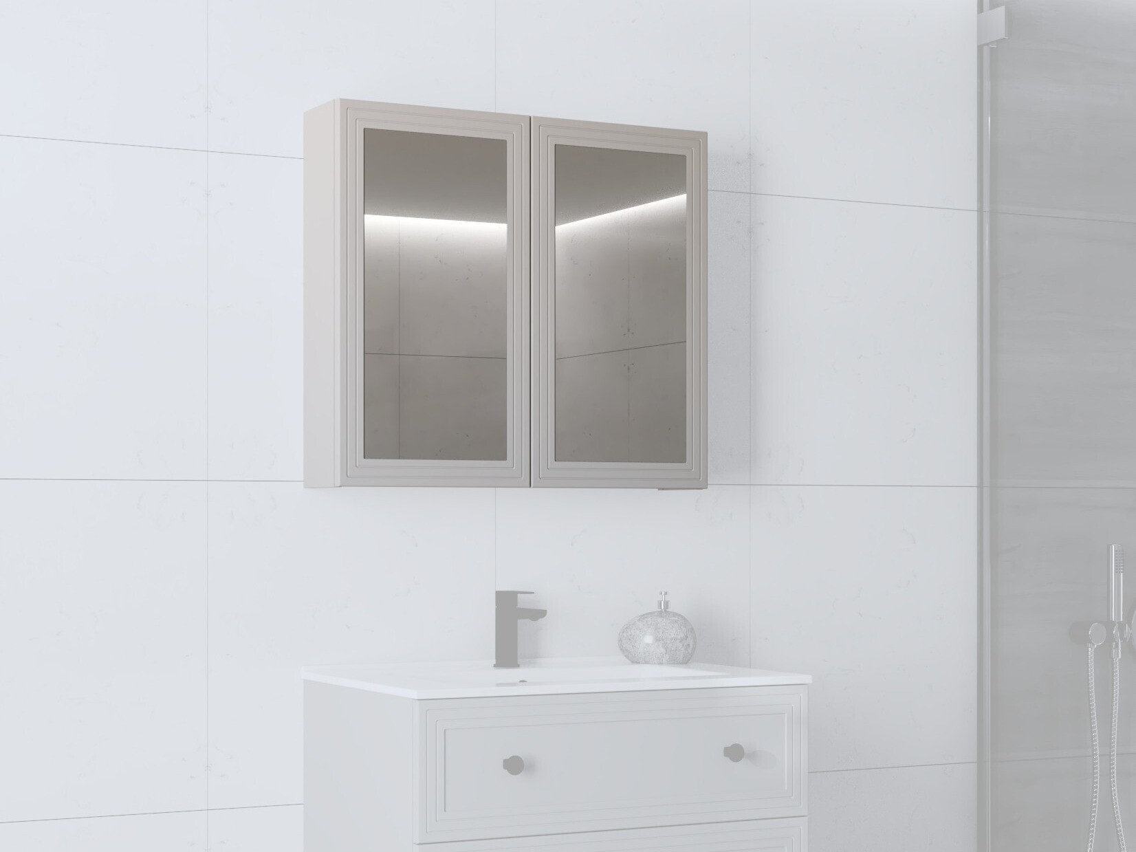 Шкаф для ванной комнаты c зеркалом Fiovele 102 (Кашемир)