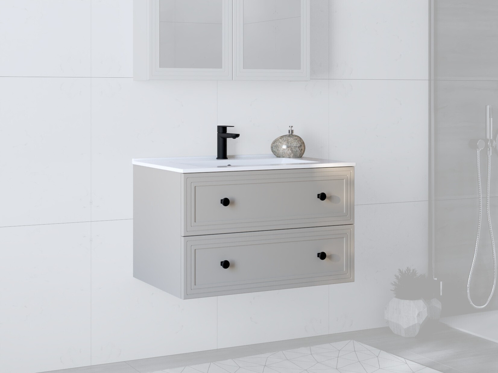 Подвесной шкаф для ванной комнаты под раковину Fiovele 104 (Кашемир)