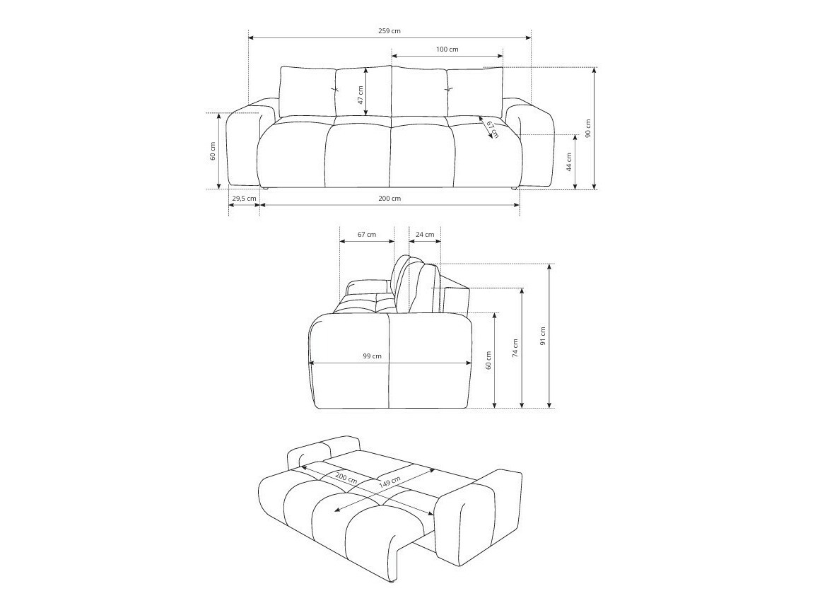 Dīvāns gulta Kingston 154 (Perfect Harmony 02)