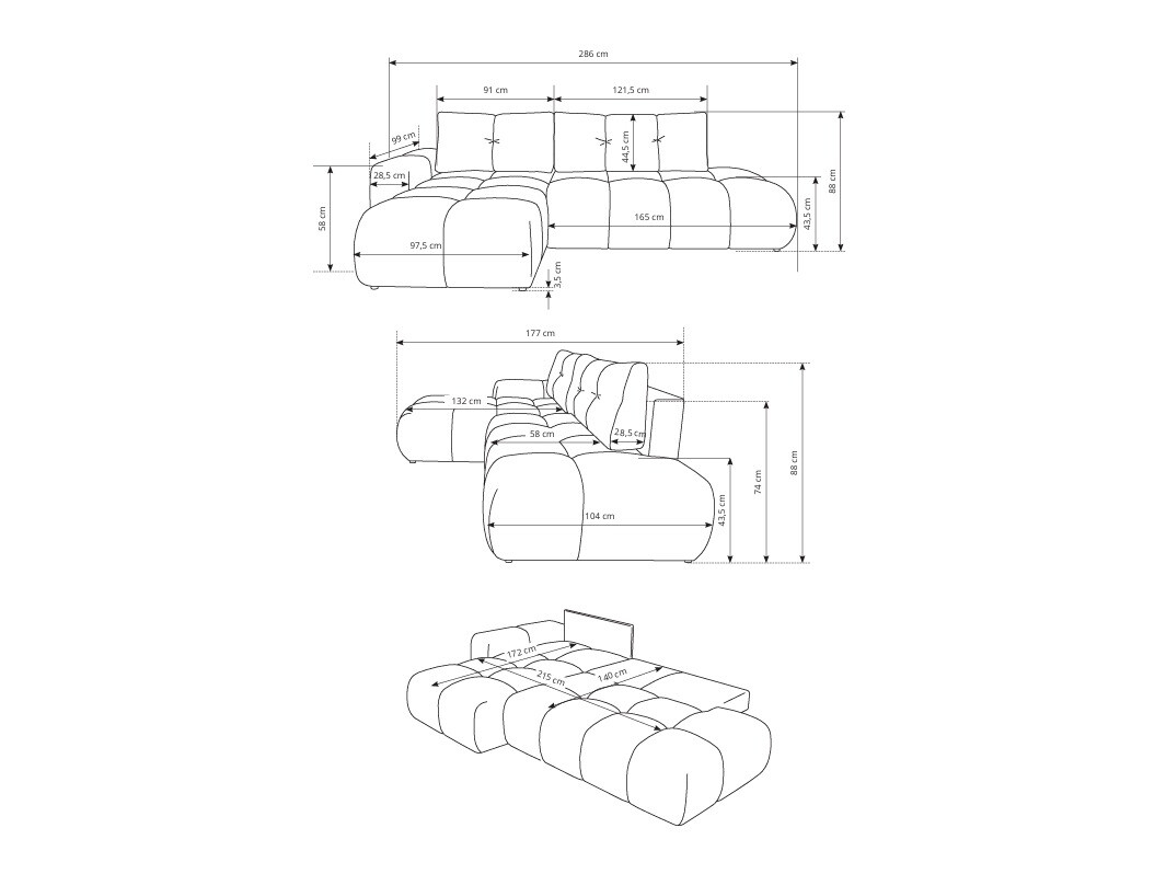 Stūra dīvāns Kingston 156 (Curio 09)