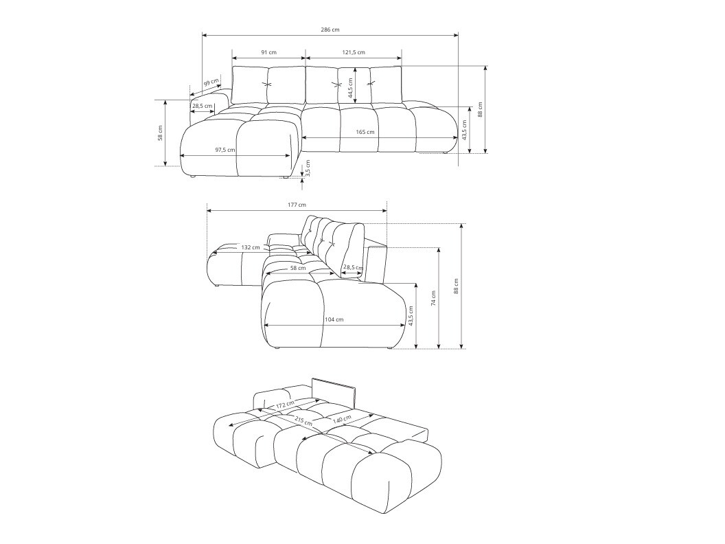 Stūra dīvāns Kingston 156 (Curio 60)