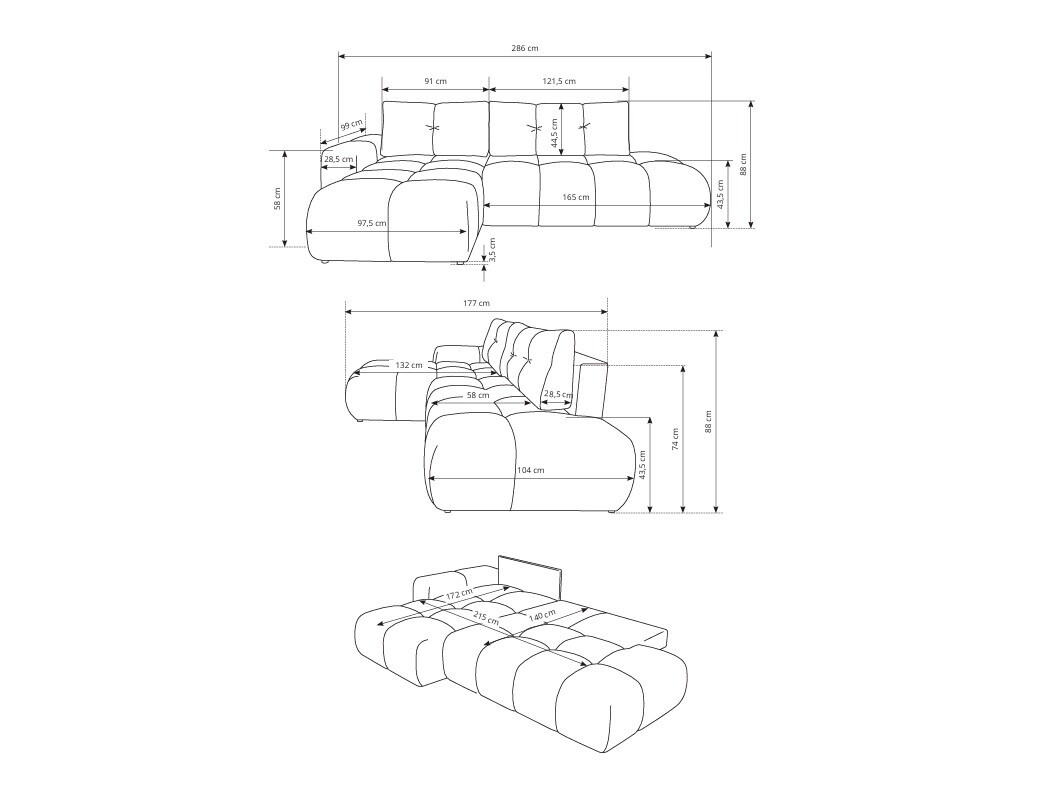 Stūra dīvāns Kingston 156 (Curio 83)