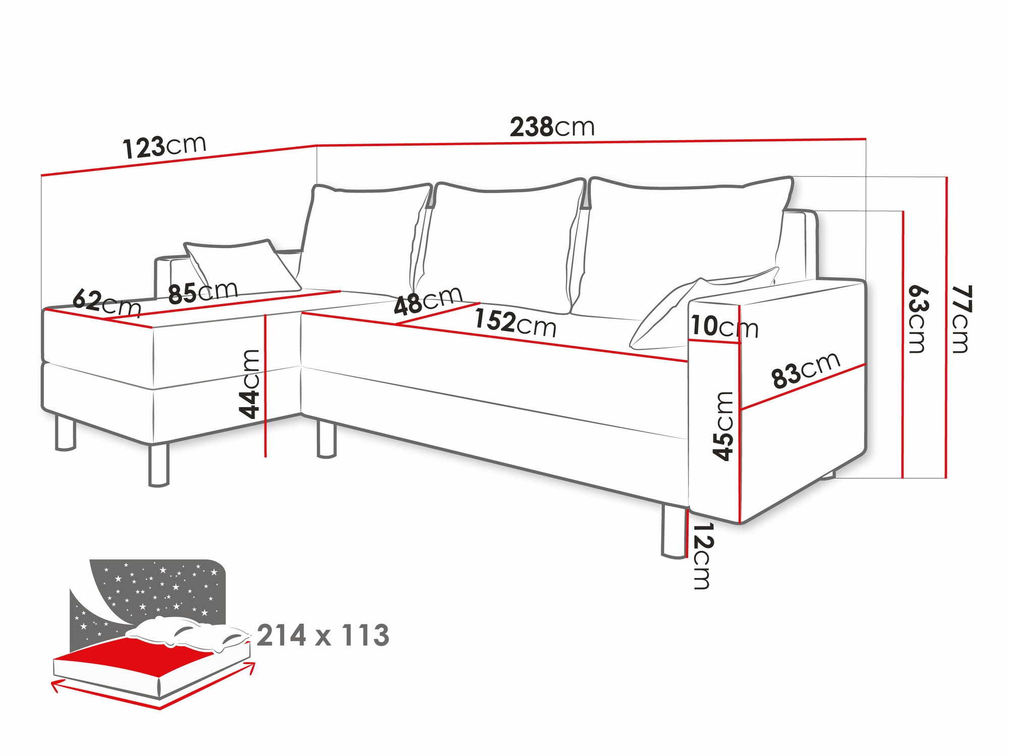 Stūra dīvāns Delaware 100 (Alova 04 + Alova 10)