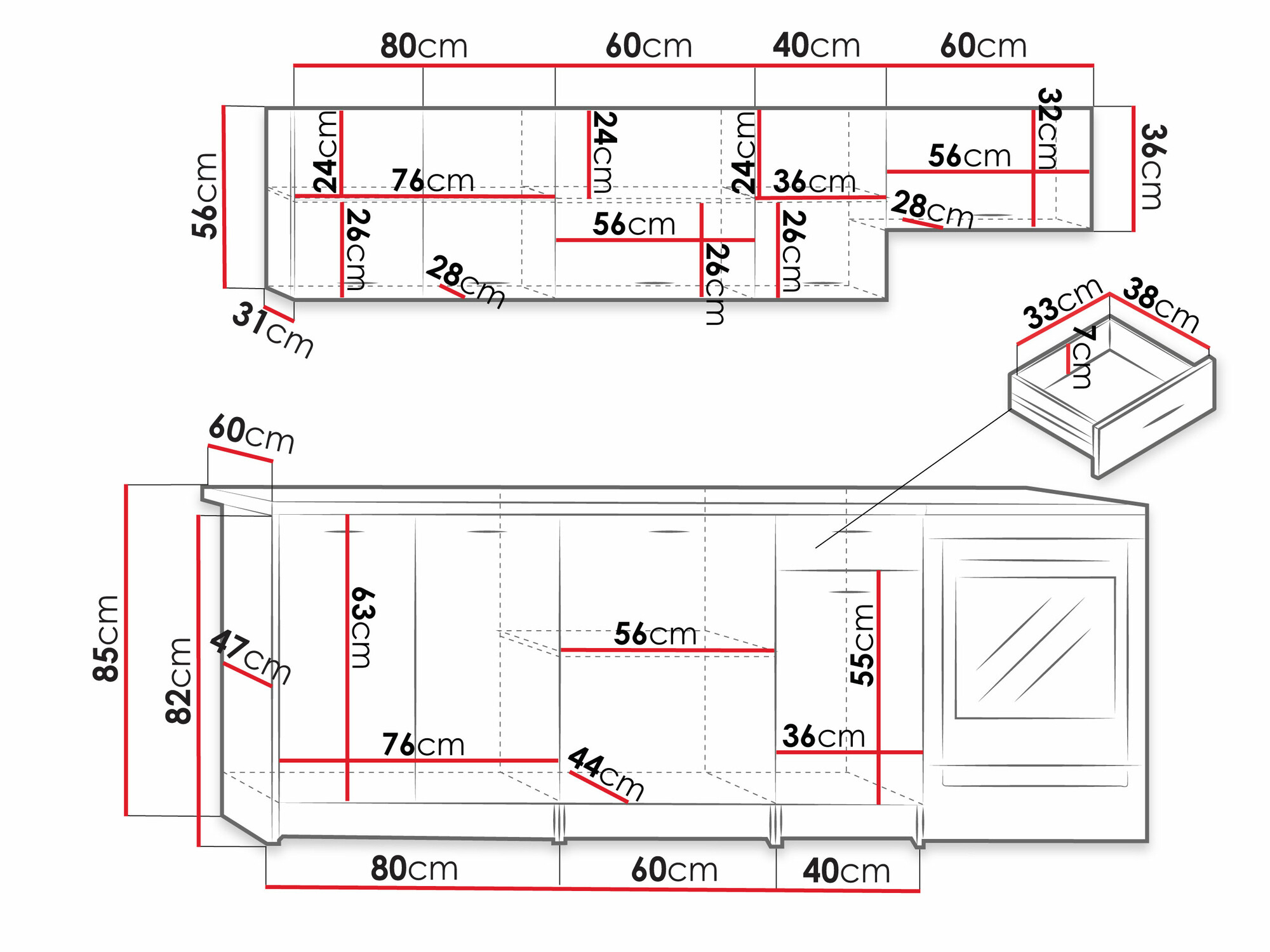 Virtuves komplekts Trenton 105 (Artisan ozols + Melns)