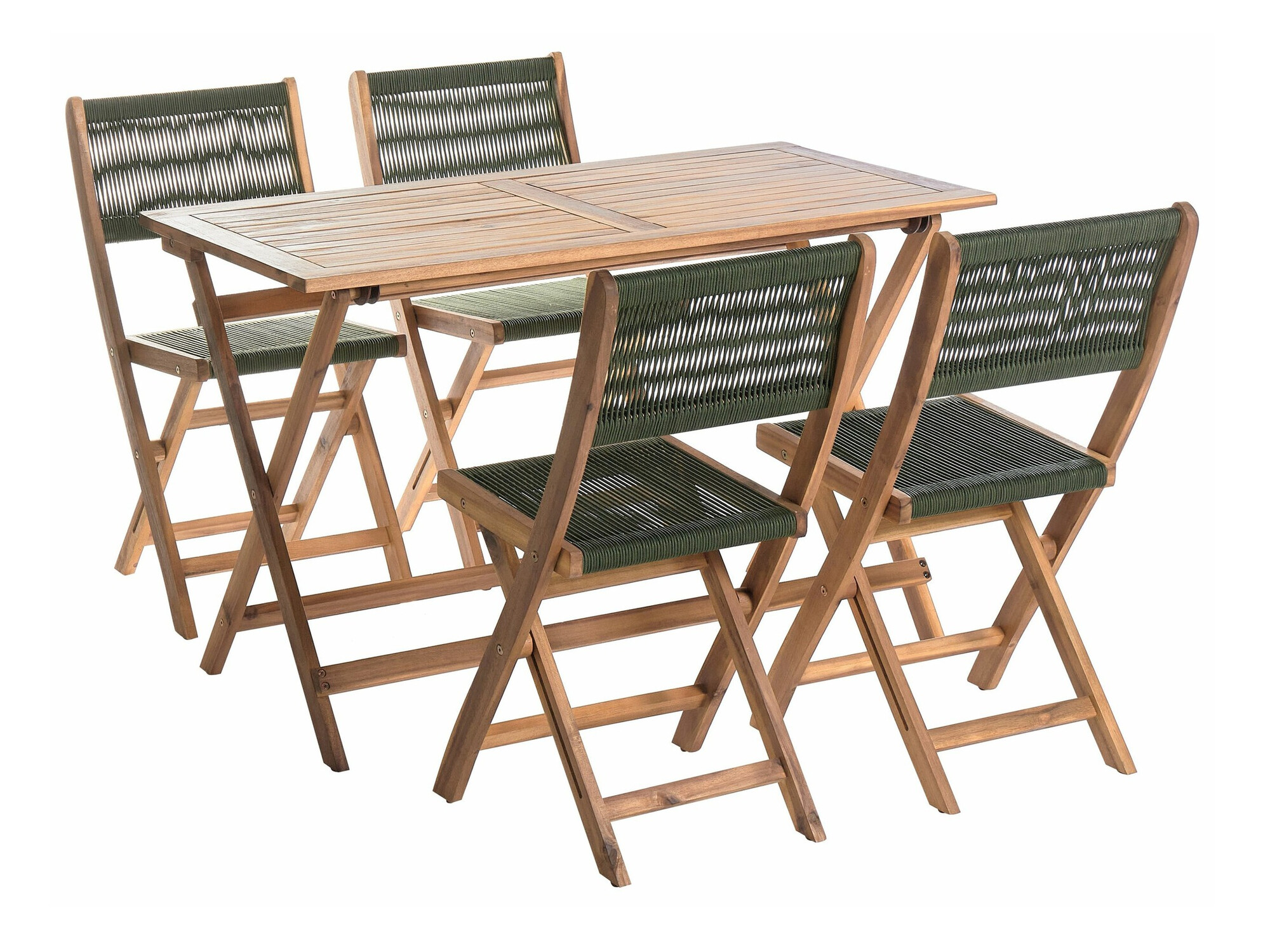 Galds un krēslu komplekts Bensevu 100 (Akācija + Zaļš)