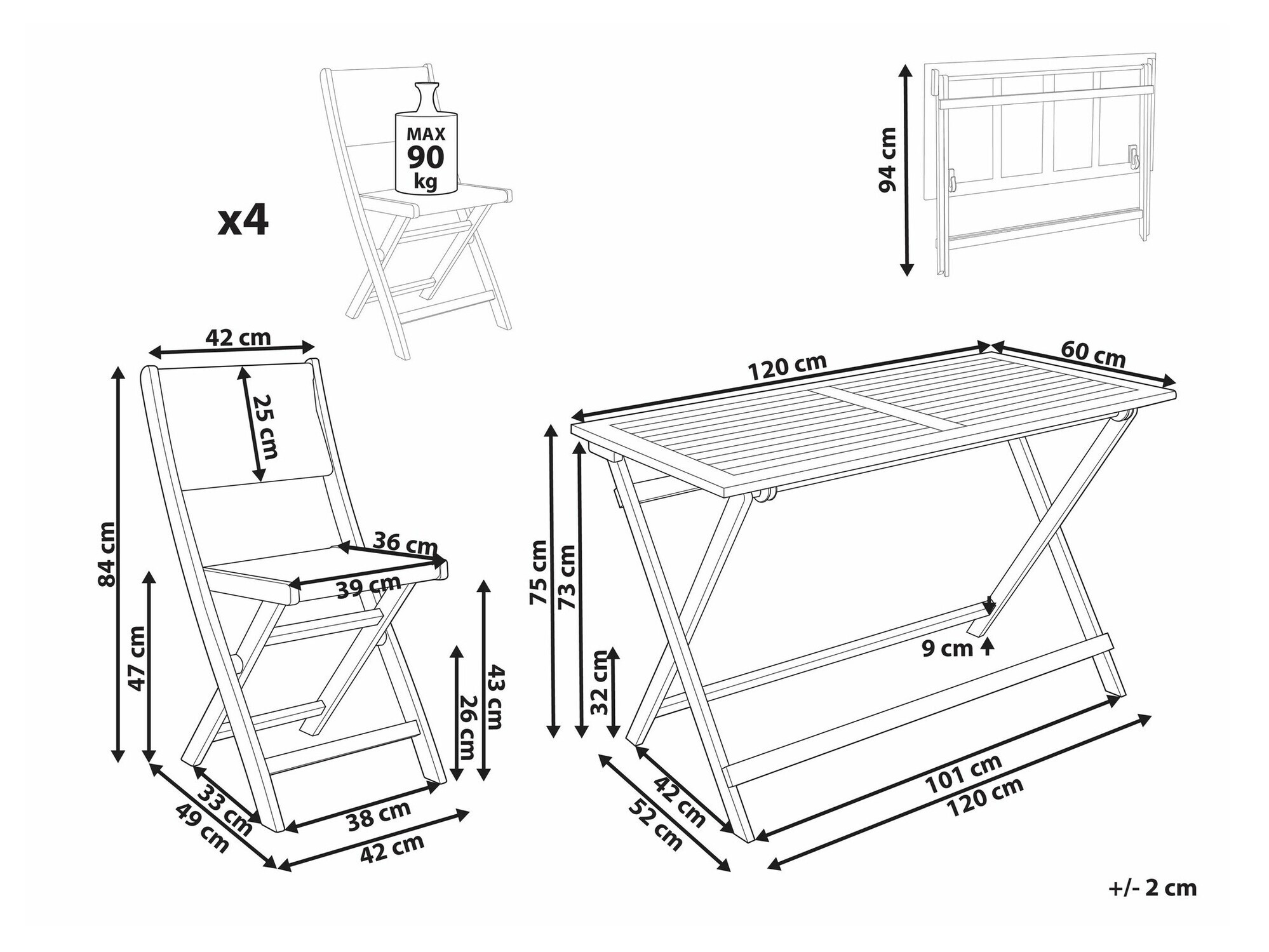 Galds un krēslu komplekts Bensevu 100 (Akācija + Zaļš)