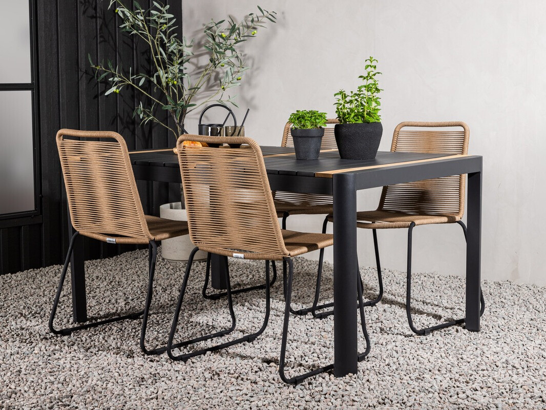 Galds un krēslu komplekts Dallas 4671 (Melns)