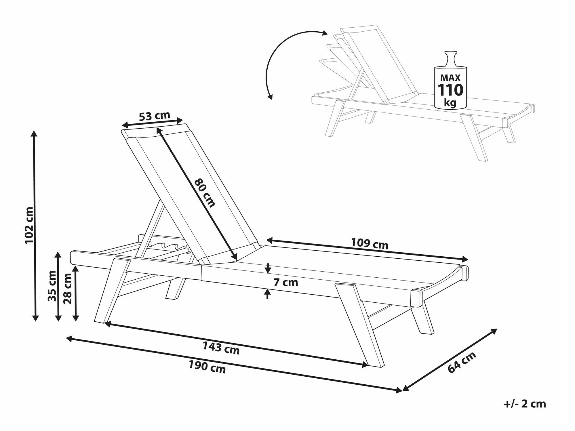 Sauļošanās krēsls Bensevu 101 (Akācija + Zaļš)