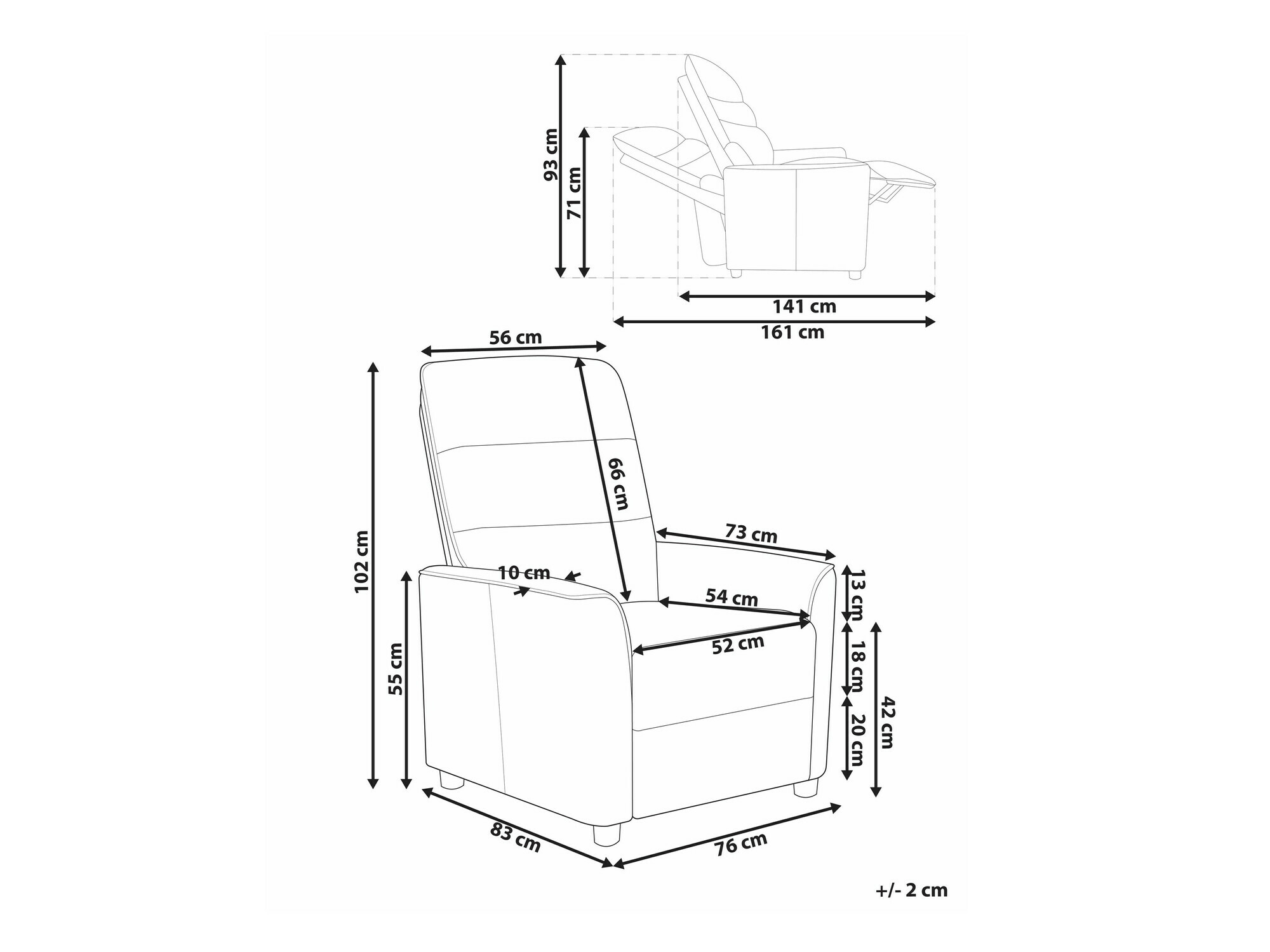 Krēsls reglainer Berwyn 2460 (Balts)