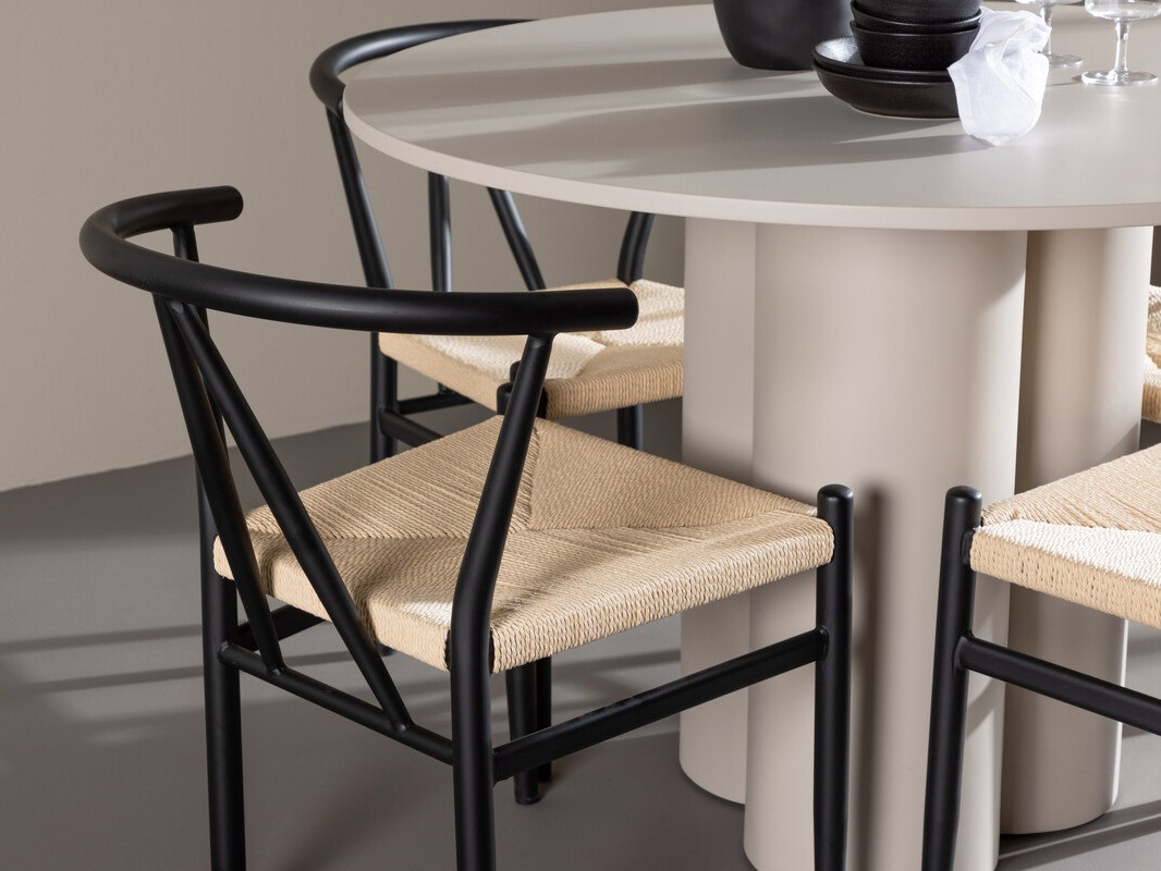 Ēdamistabas komplekts Dallas 4688 (Melns + Bēšs)