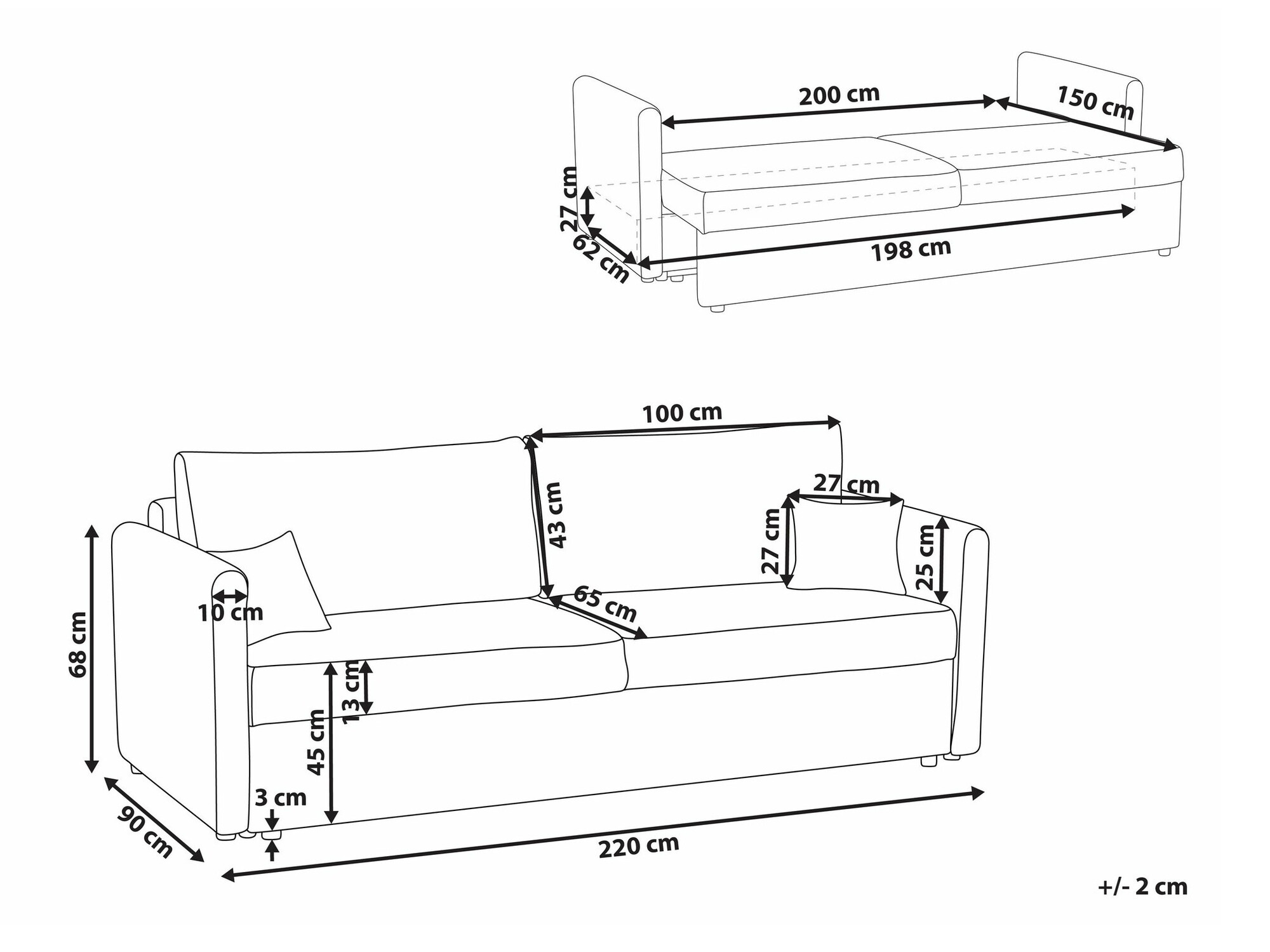 Dīvāns gulta Berwyn 2465 (Pelēks)