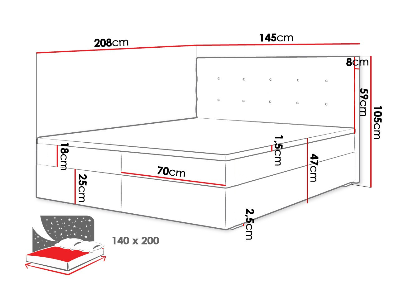 Континентальная кровать Memphis 114 (Rico 01)