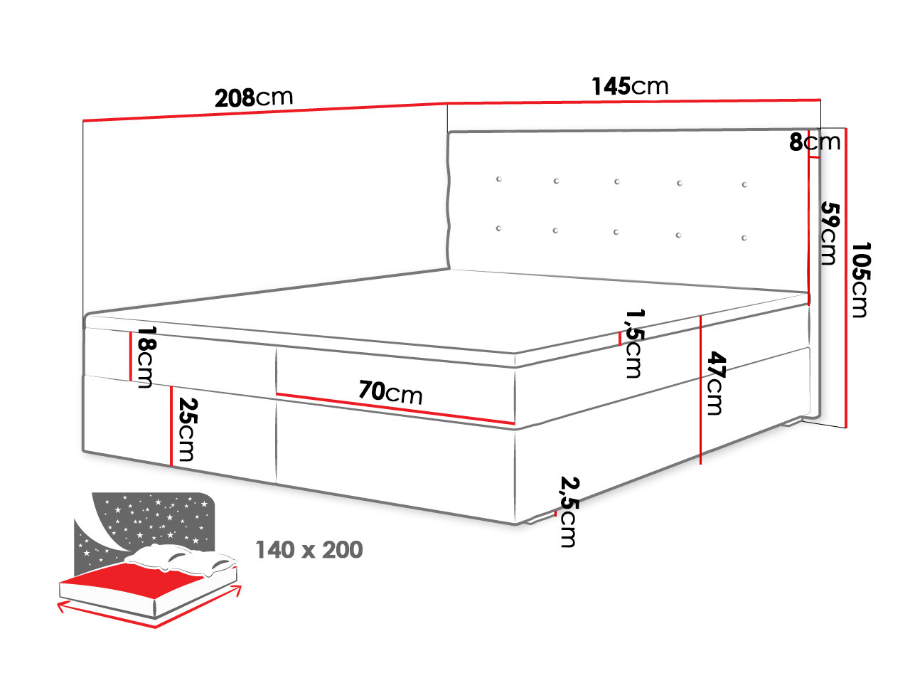 Континентальная кровать Memphis 114 (Rico 13)
