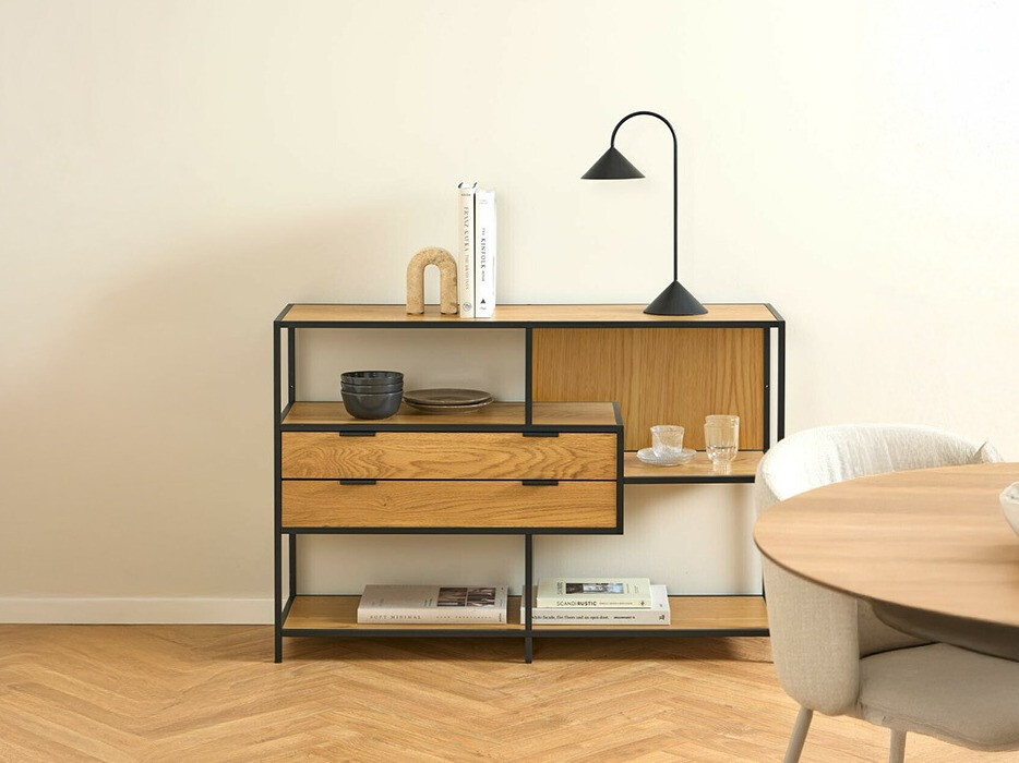 Стеллаж Norsica Sevferi 183 (Чёрный + Дикий дуб)