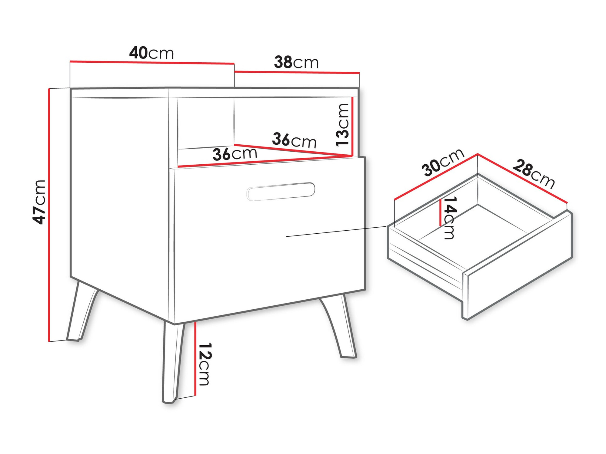 Naktsgaldiņš Comfivo Teslomo 111 (Balts + Glancēts balts)