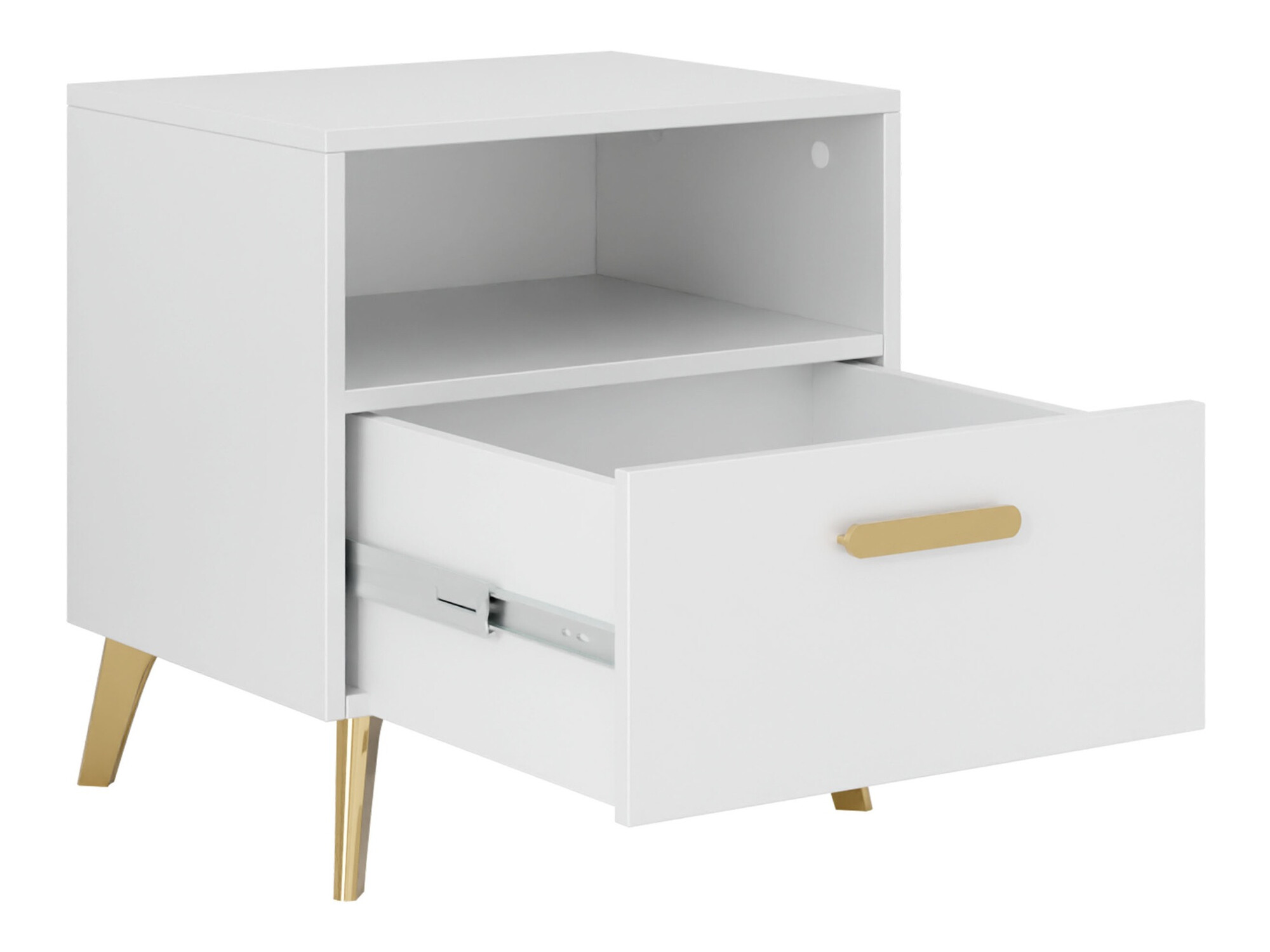 Прикроватная тумбочка Comfivo Teslomo 111 (Белый + Глянцевый белый)