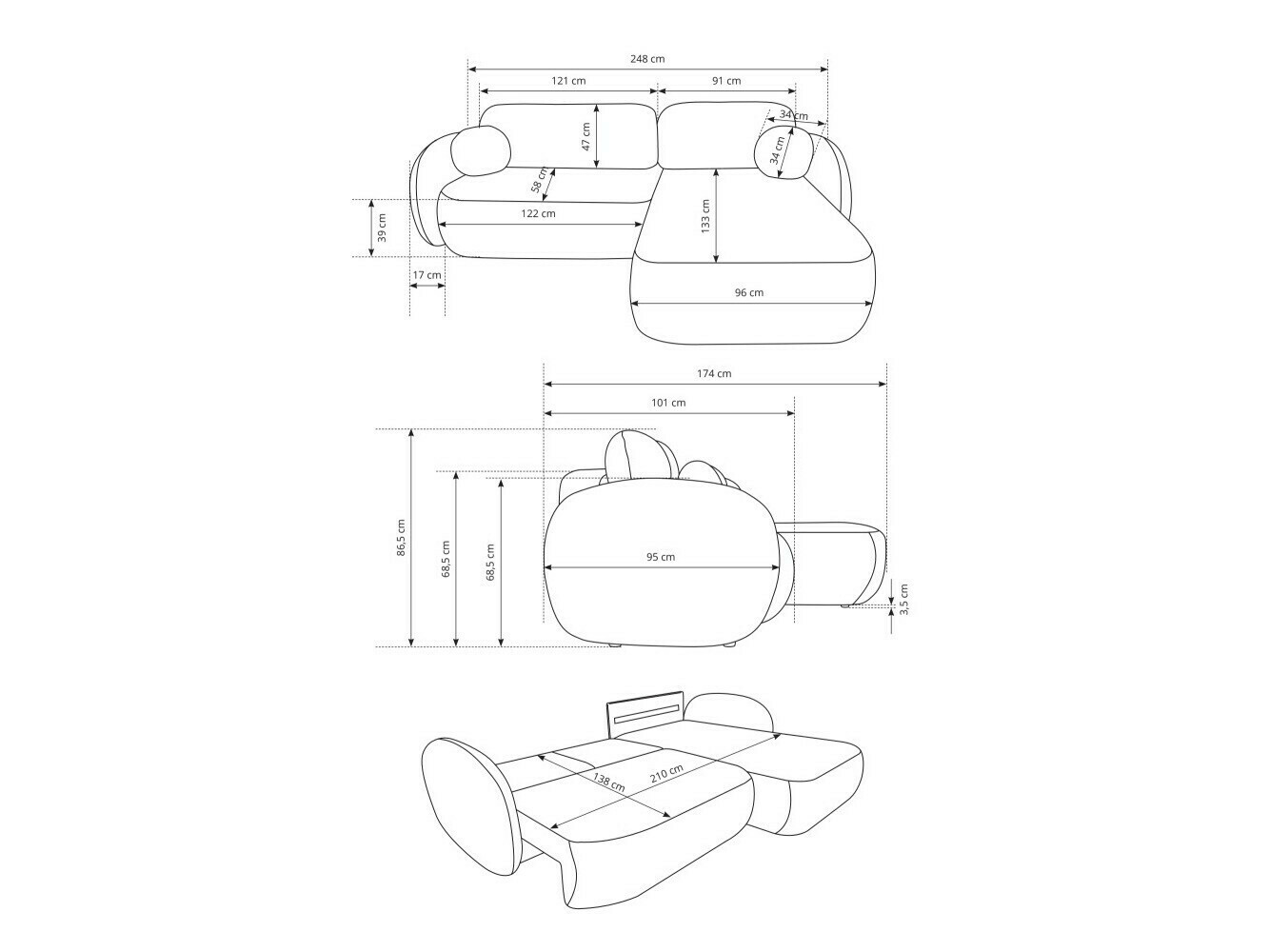 Угловой диван Kingston 140 (Siruco 80)