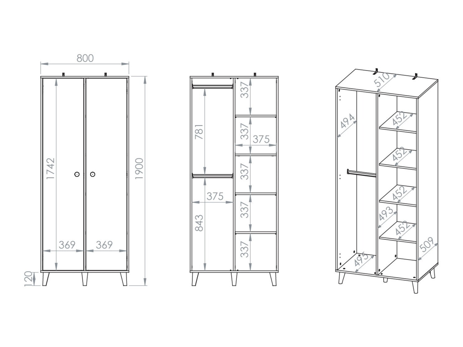 Шкаф Tortoli 101 (Серый)