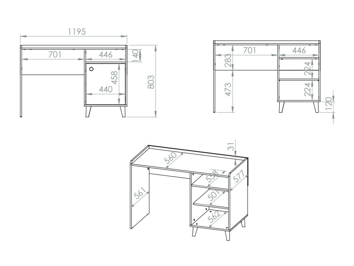 Rakstāmgalds Tortoli 106 (Pelēks)
